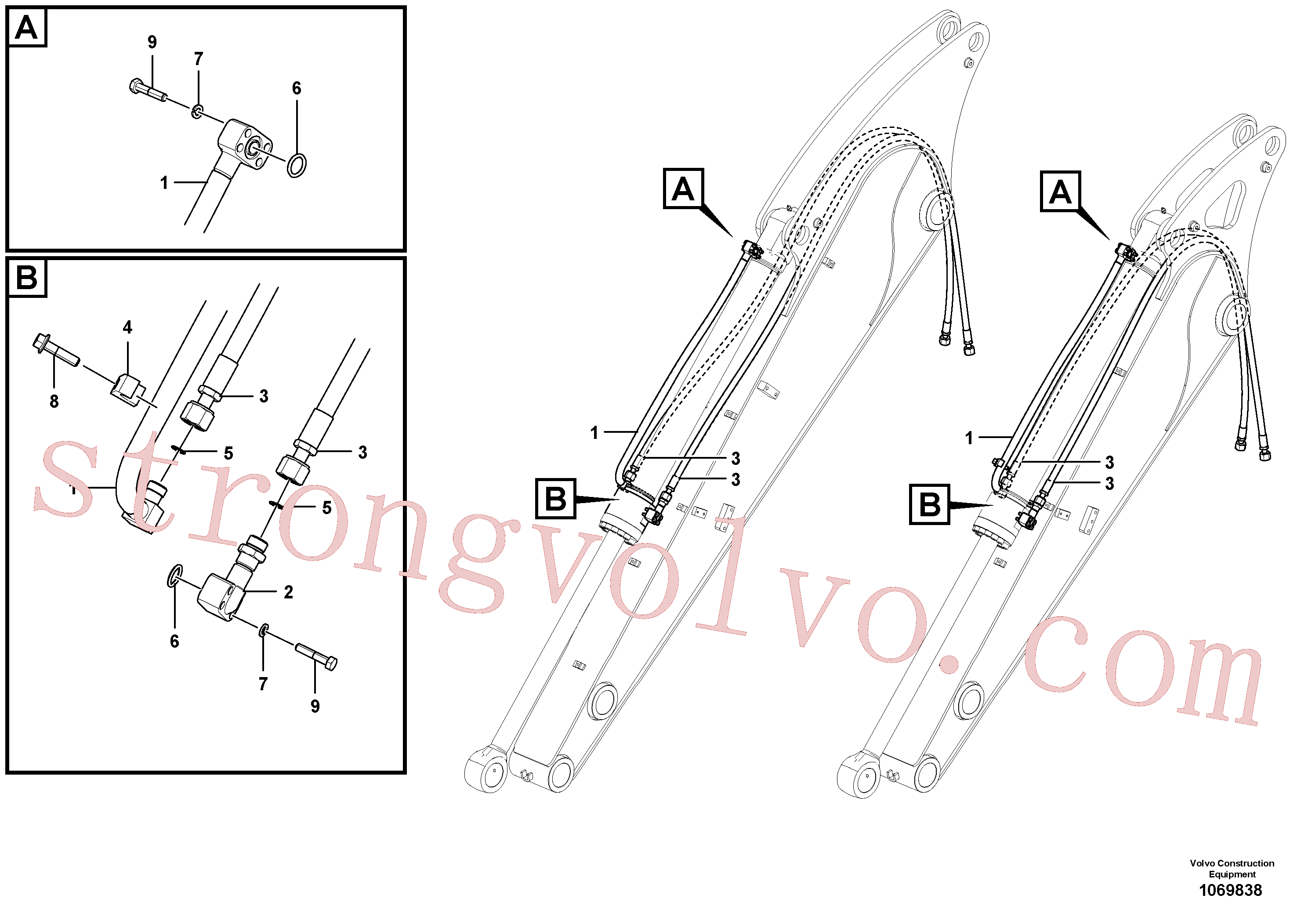 VOE14628316 Volvo Hidráulica de serviço, cilindro do balde no braço de afundamento(1069838 Montagem)