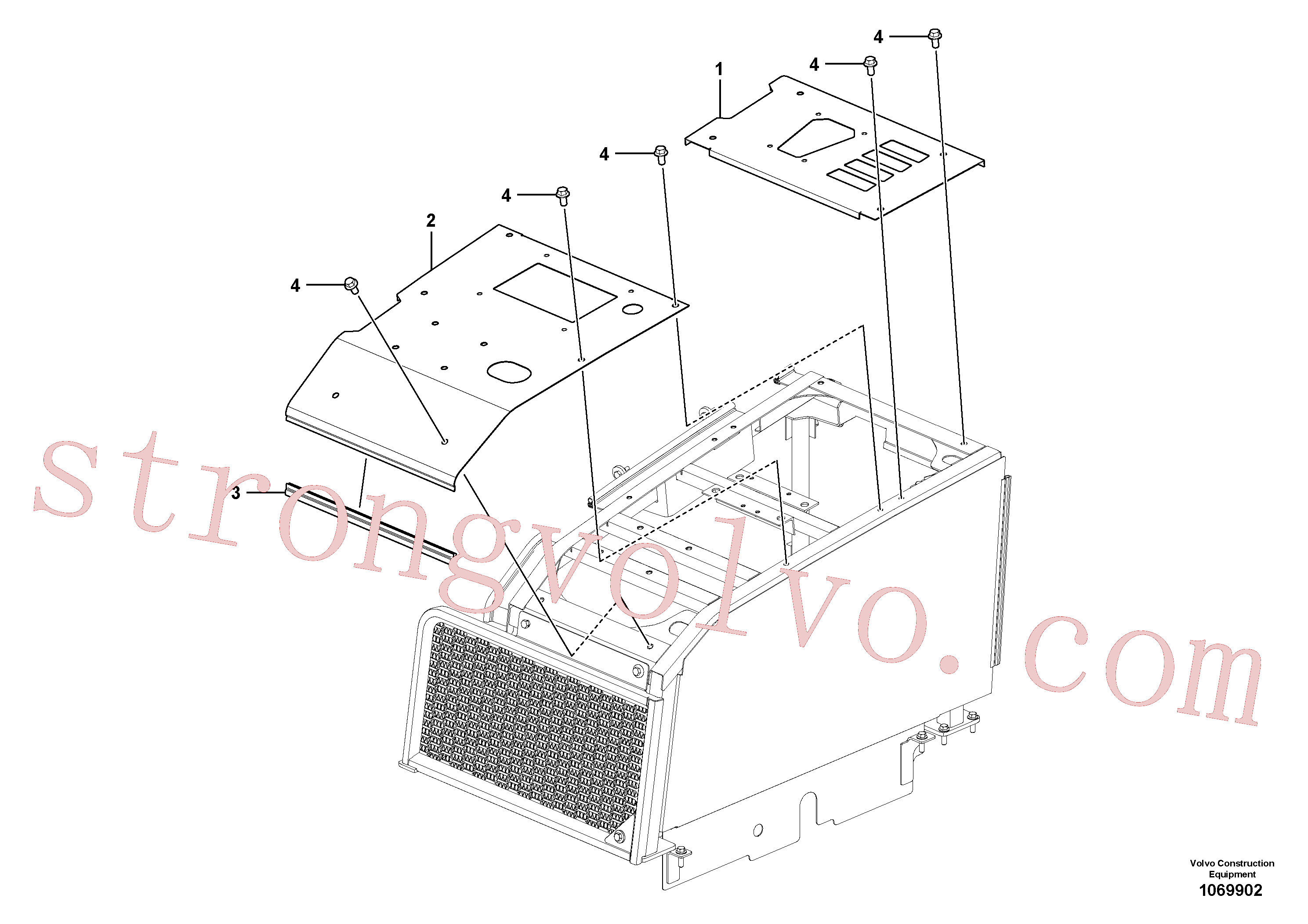 VOE14880921 Volvo Estrutura da blindagem, cobertura e capot(1069902 Montagem)