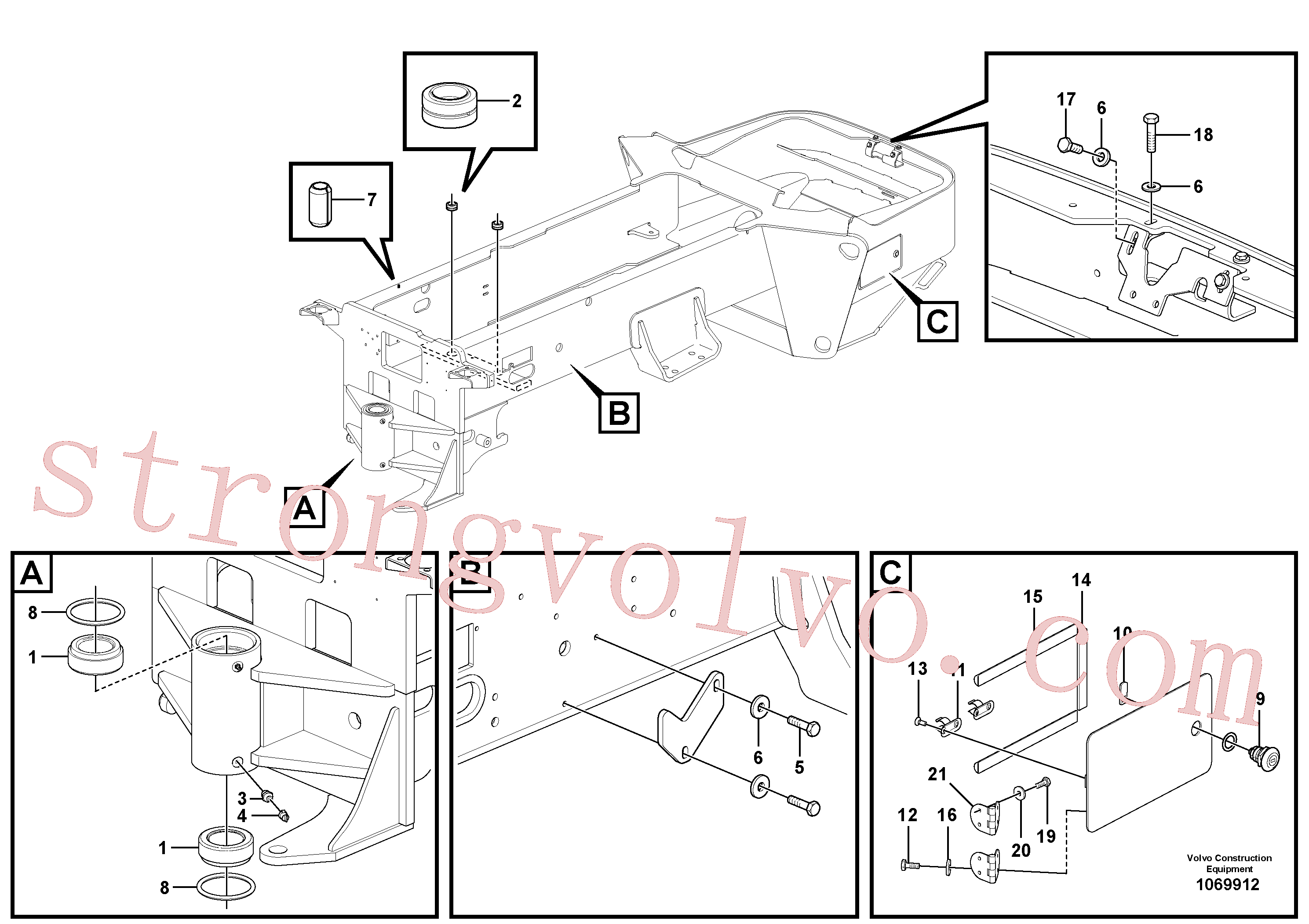VOE15159306 Volvo Instalação do quadro traseiro(1069912 Montagem)