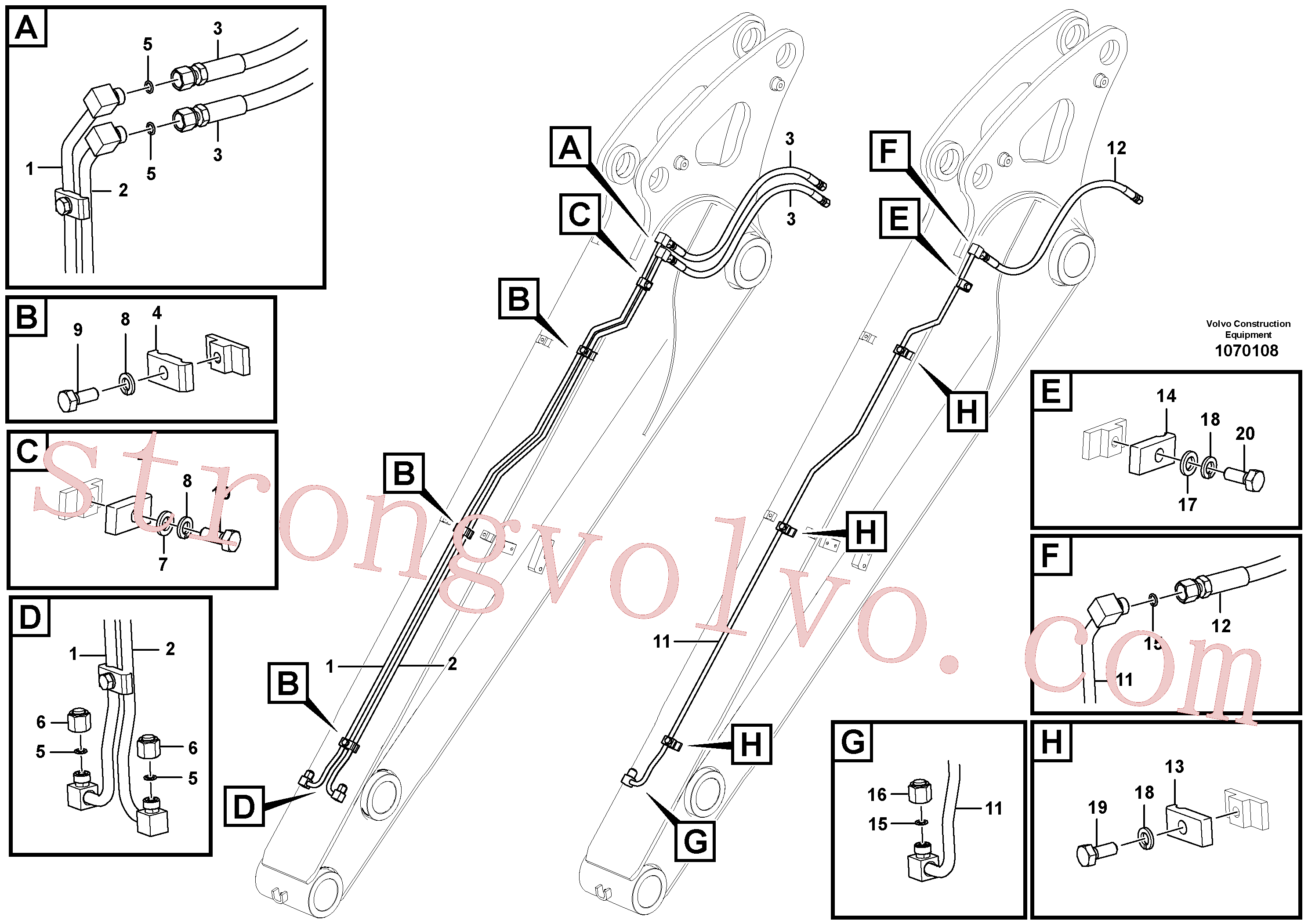 VOE11803540 Volvo Hidráulica de serviço, encaixe rápido no braço de afundamento(1070108 Montagem)