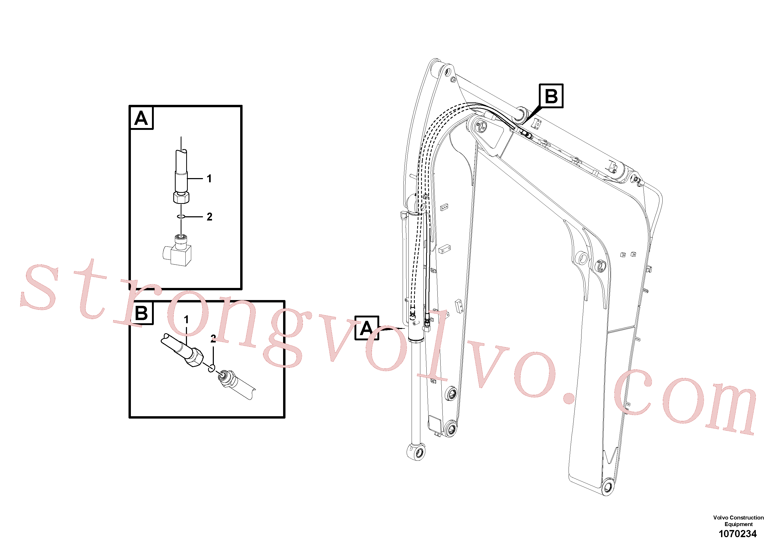 VOE14657125 Volvo Hidráulica de serviço, cilindro do balde no braço de afundamento(1070234 Montagem)
