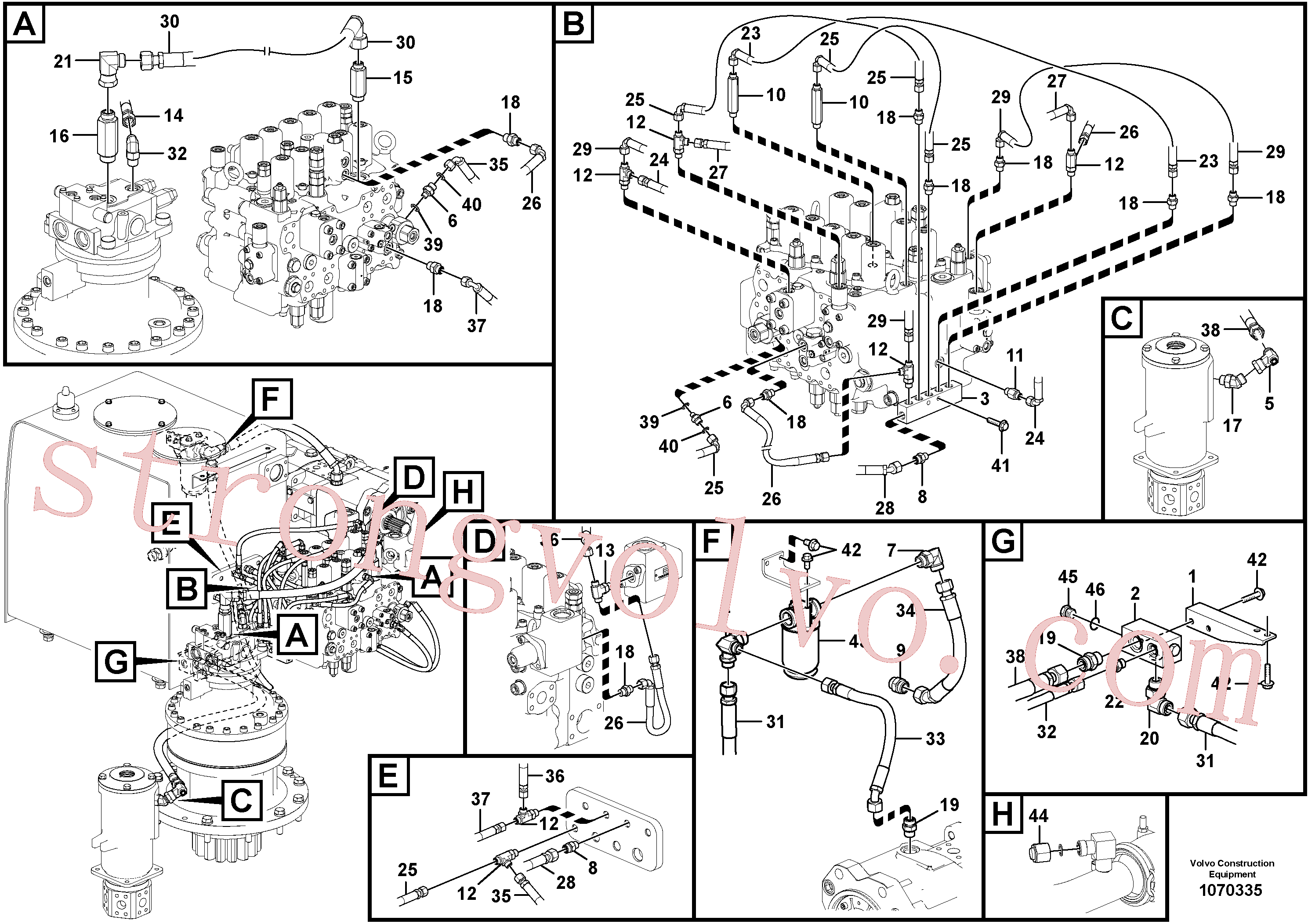 VOE14541555 Volvo Sistema servomotor, válvula de comando para válvula de comando à distância(1070335 Montagem)