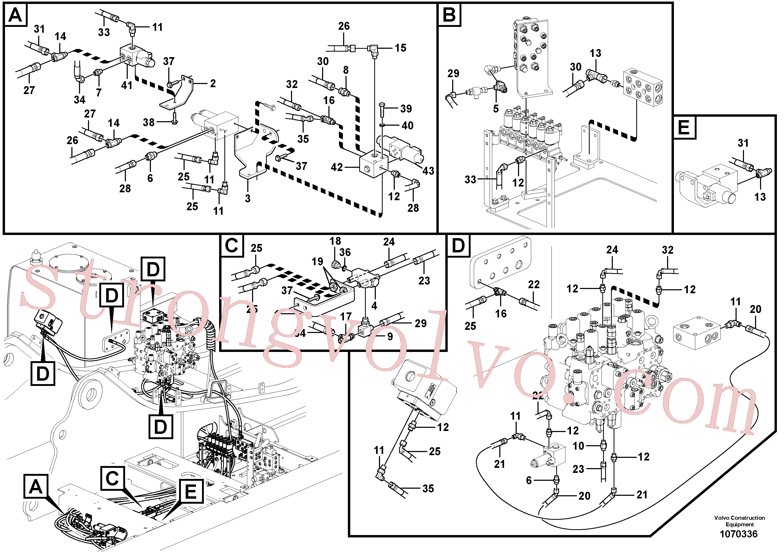 VOE936671 Volvo Hidráulica de serviço, martelo e cortador para fluxo da bomba auxiliar(1070336 Montagem)