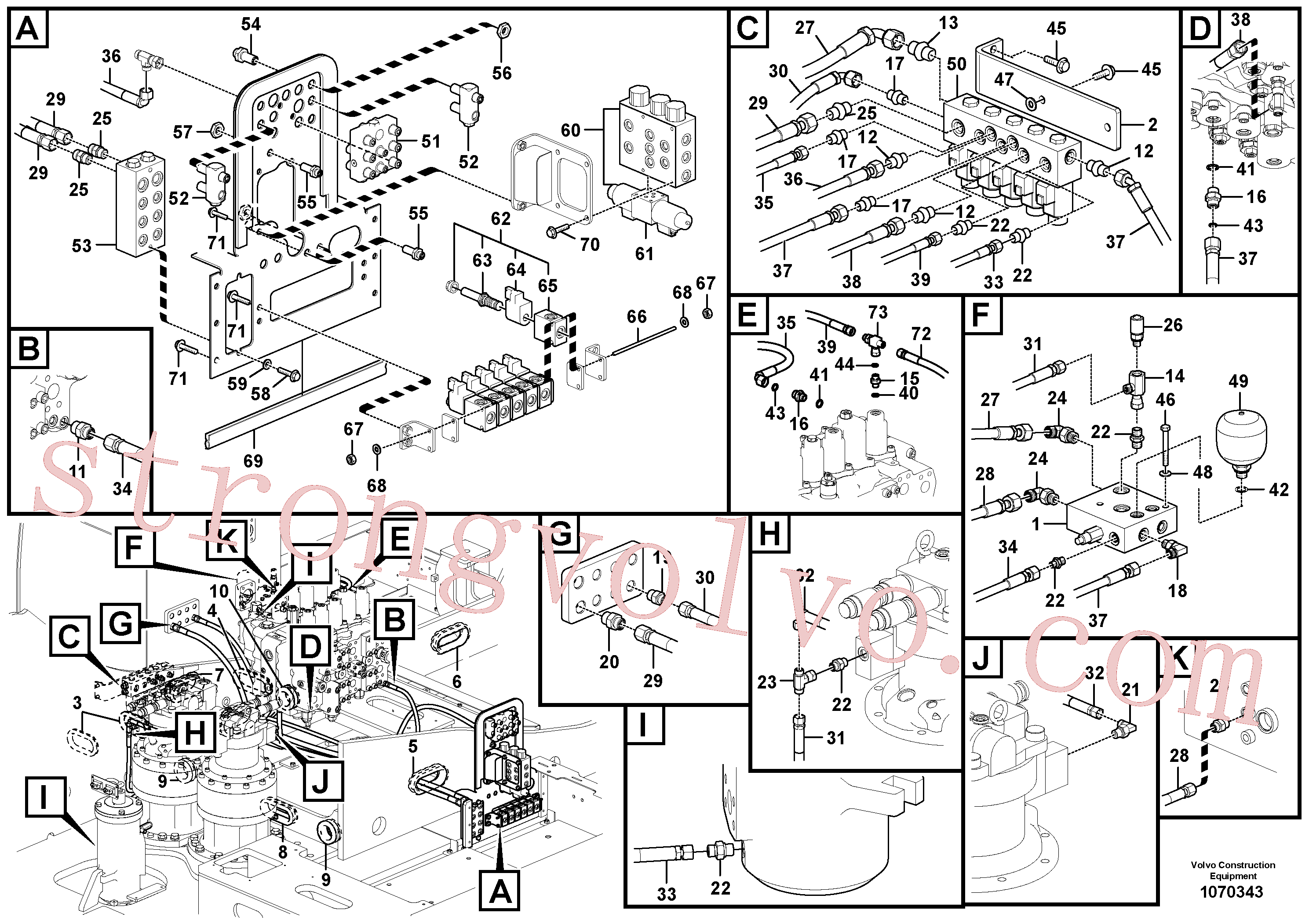 VOE14613373 Volvo Sistema servomotor, válvula de comando para pedal da válvula de comando(1070343 Montagem)