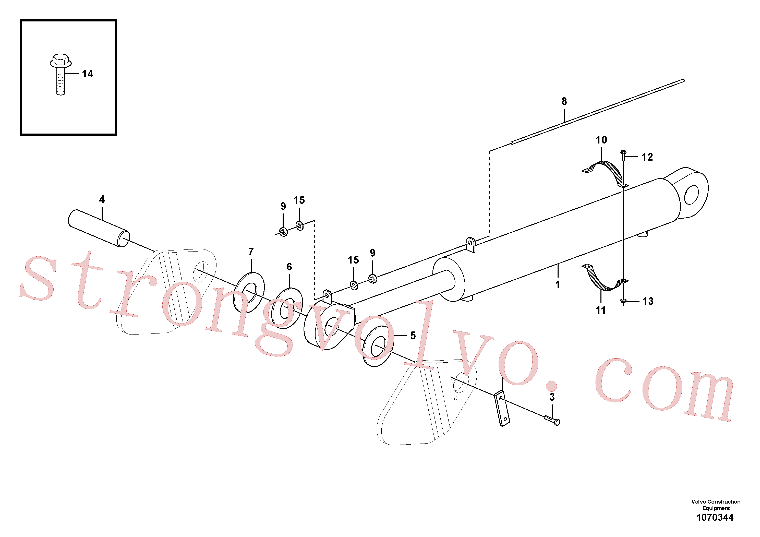 ZM2809646 Volvo Cilindro hidráulico, rotação(1070344 Montagem)