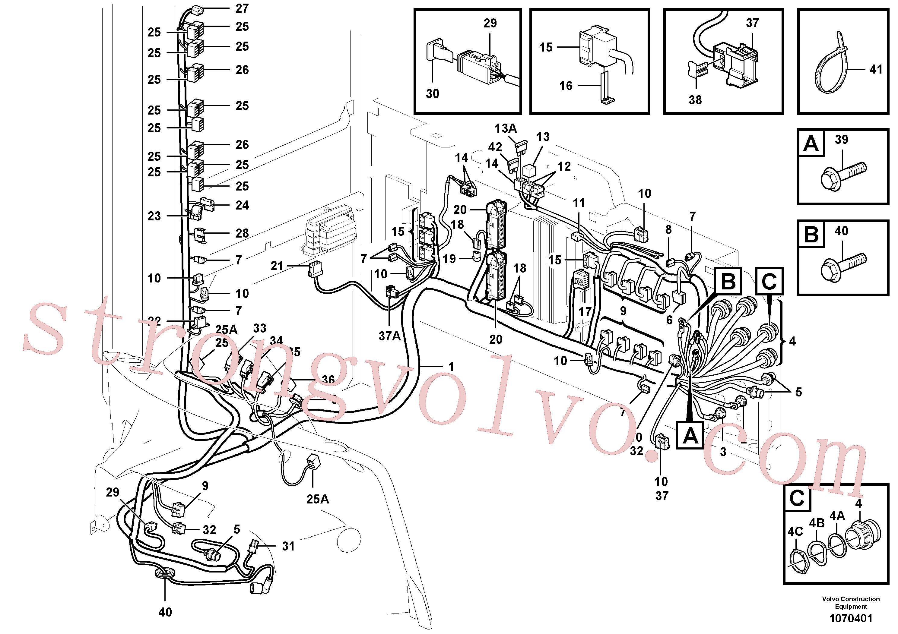VOE1078189 Volvo Cablagem, unidade de distribuição eléctrica(1070401 Montagem)