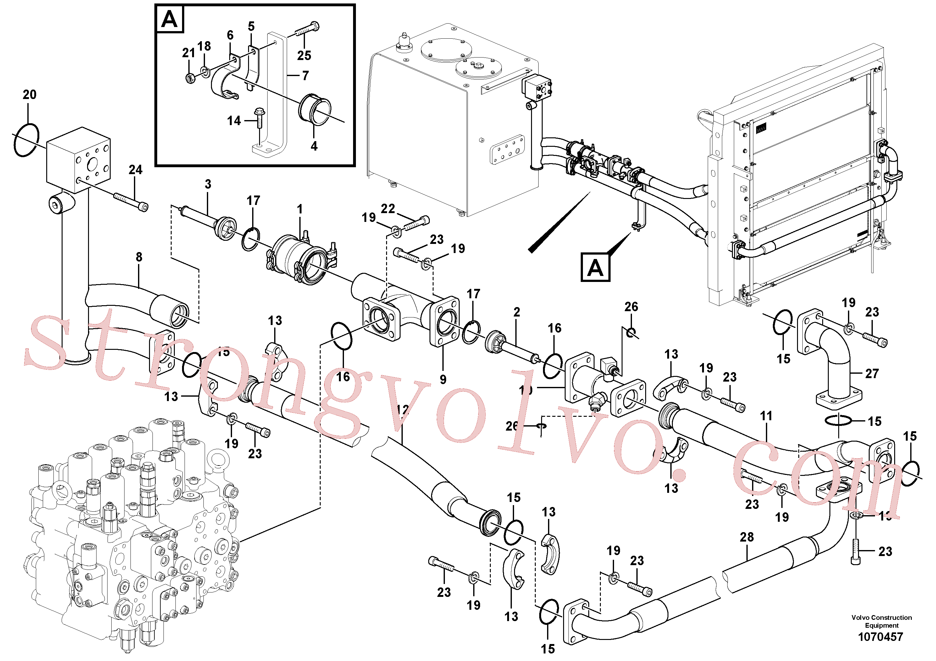 VOE14531084 Volvo Sistema hidráulico, tanque hidráulico para o refrigerador de óleo hidráulico(1070457 Montagem)
