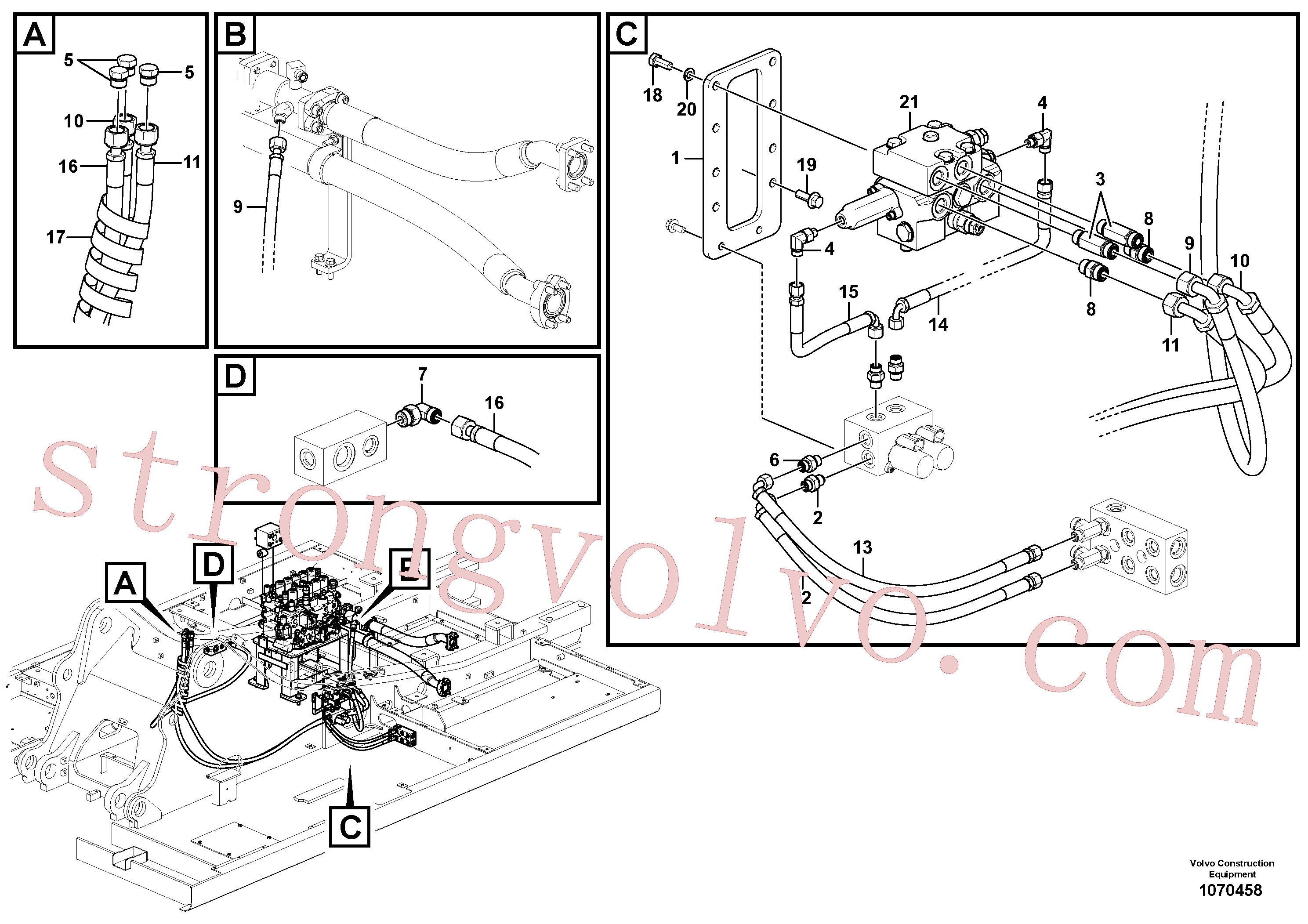 VOE937702 Volvo Sistema hidráulico, sistema refrigerante do óleo(1070458 Montagem)