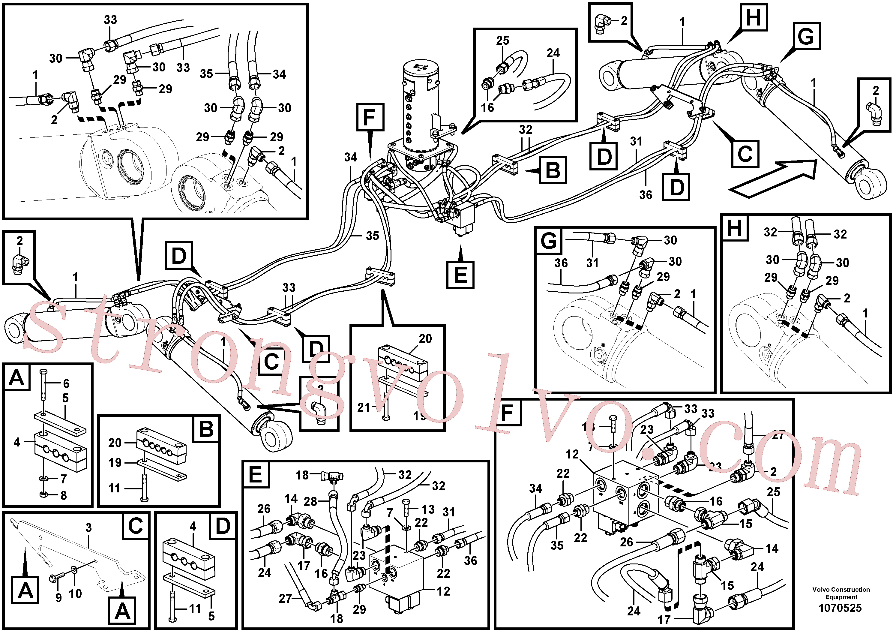 VOE15002562 Volvo Hidráulica de serviço, extensor dianteiro e traseiro(1070525 Montagem)