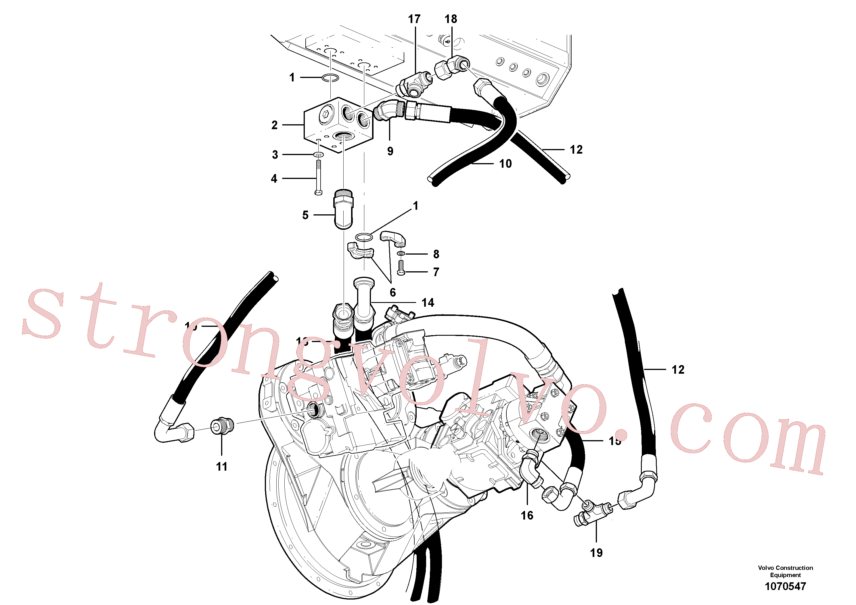 VOE935276 Volvo Tubagem da válvula de derivação do refrigerador - tracção integral (awd)(1070547 Montagem)