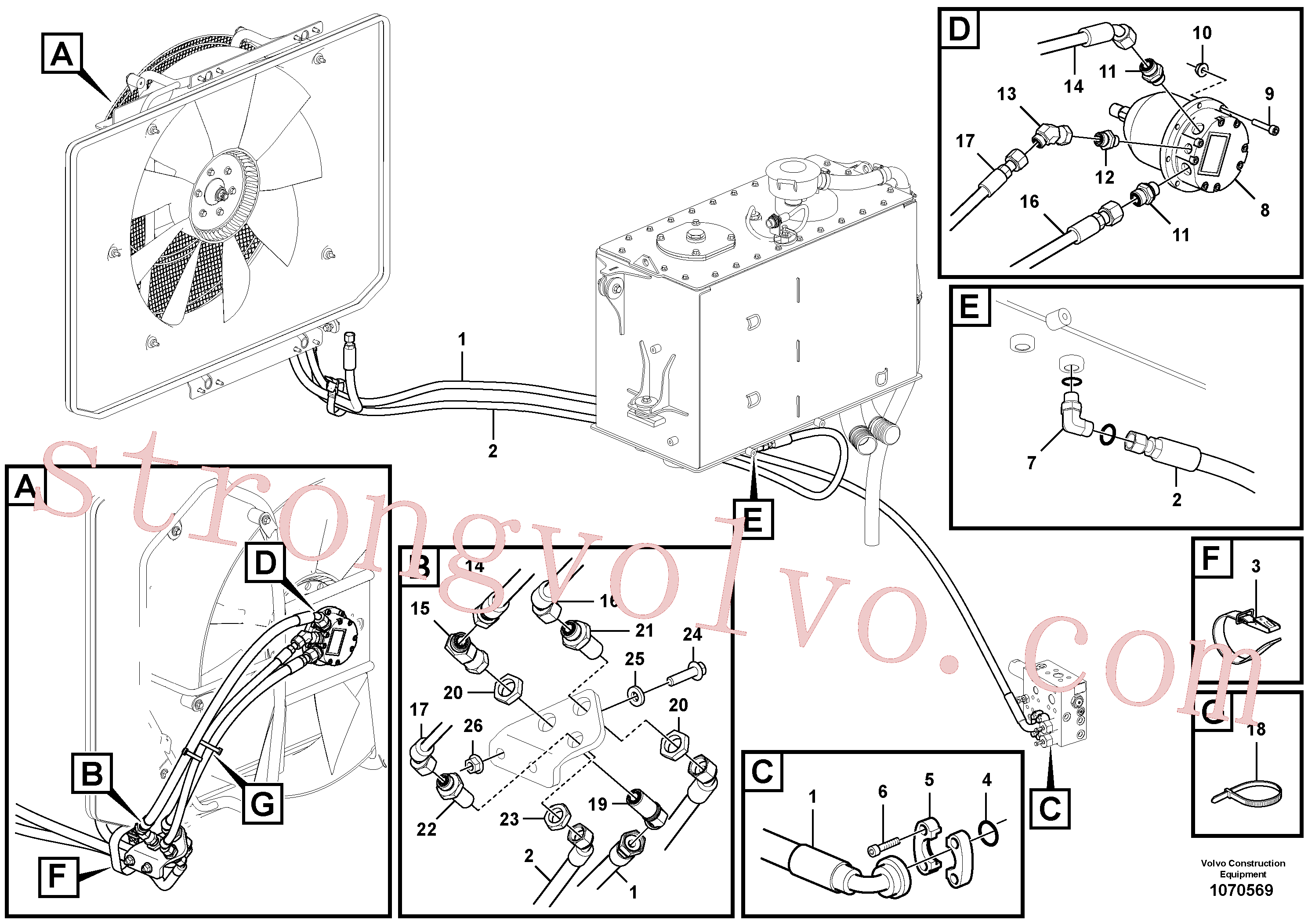 RM59054189 Volvo Mangueiras para o accionamento do ventilador(1070569 Montagem)