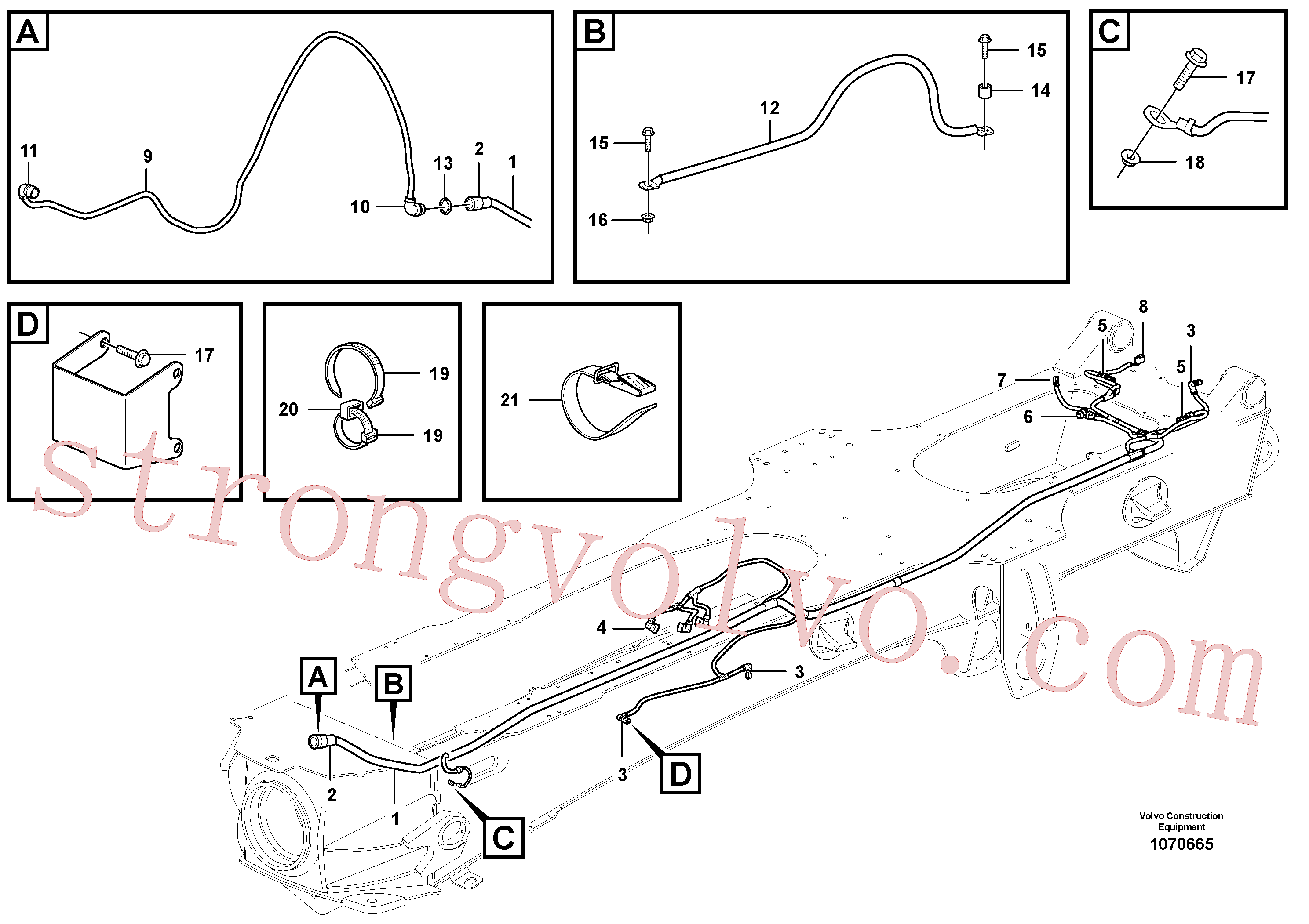VOE15096332 Volvo Cablagem, traseira(1070665 Montagem)