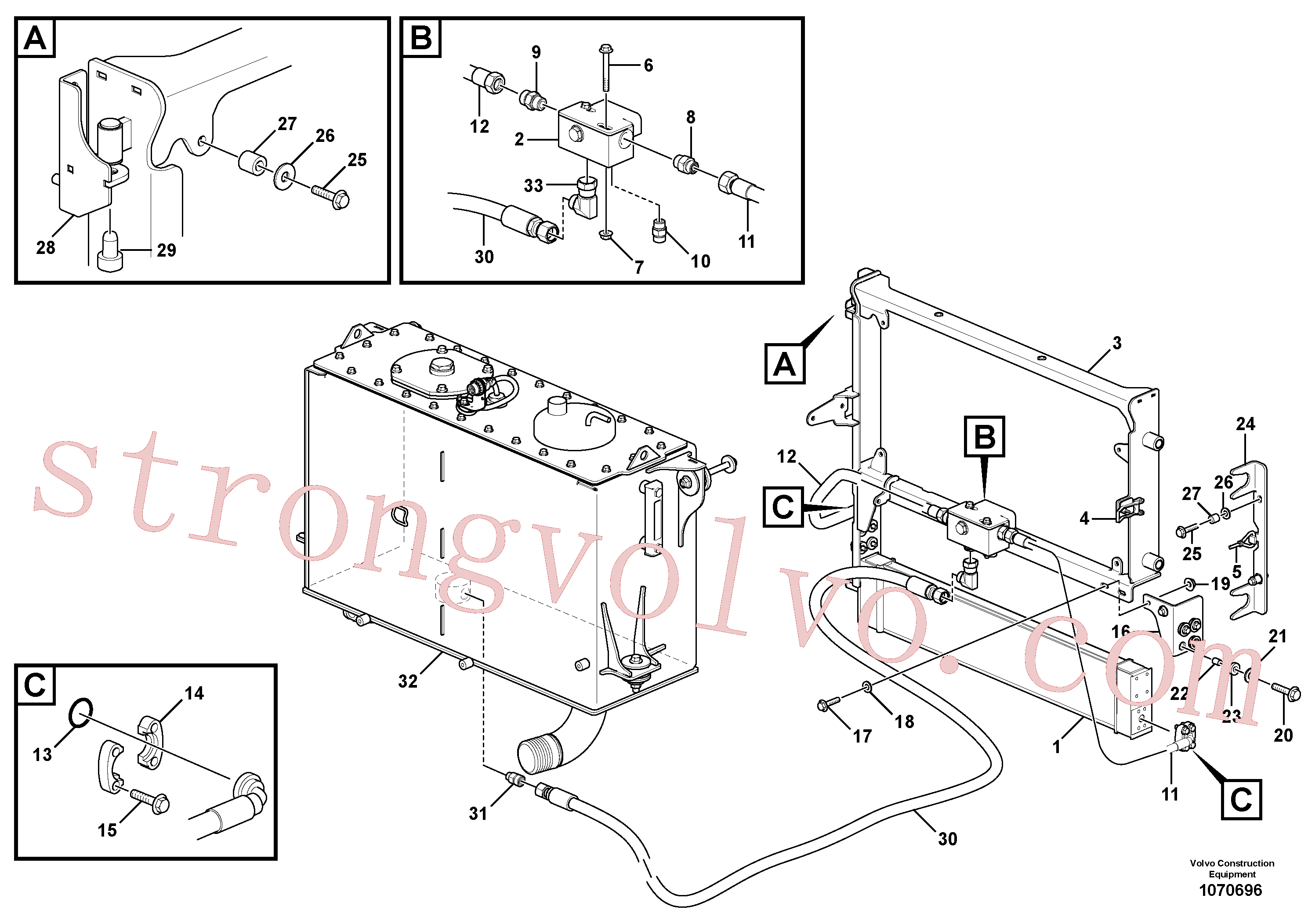 VOE13965182 Volvo Arrefecedor de óleo com mangueiras(1070696 Montagem)