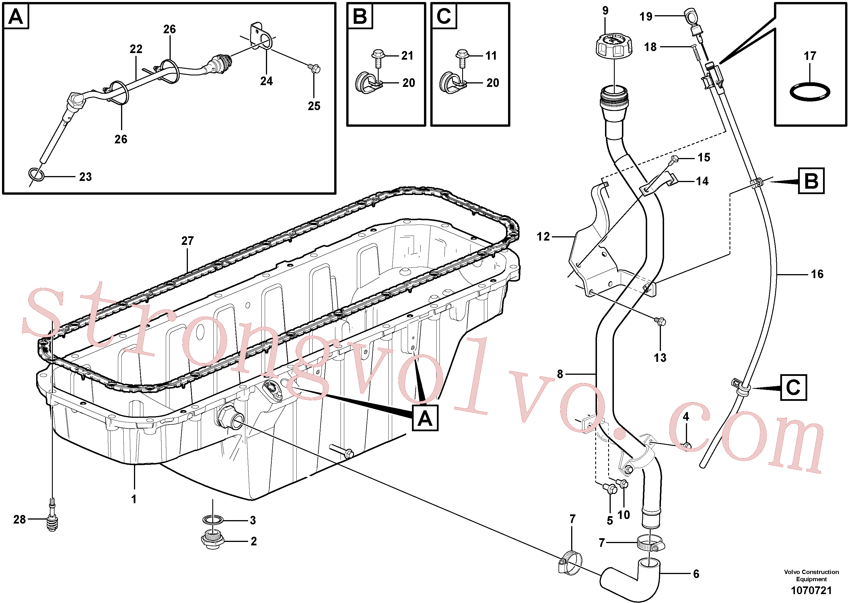 VOE984752 Volvo Cárter inferior do óleo com peças de montagem(1070721 Montagem)