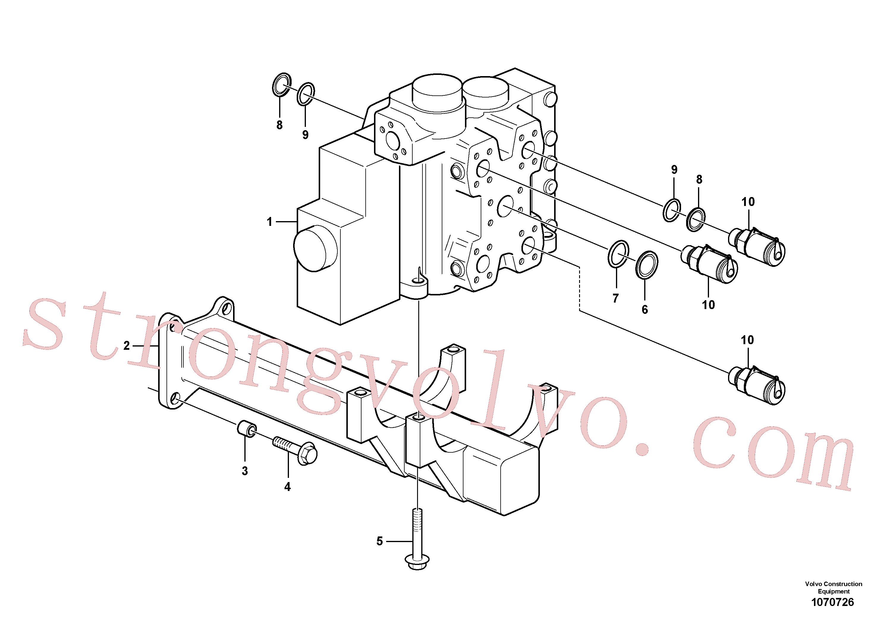 VOE11172549 Volvo Válvula de comando com acessórios.(1070726 Montagem)