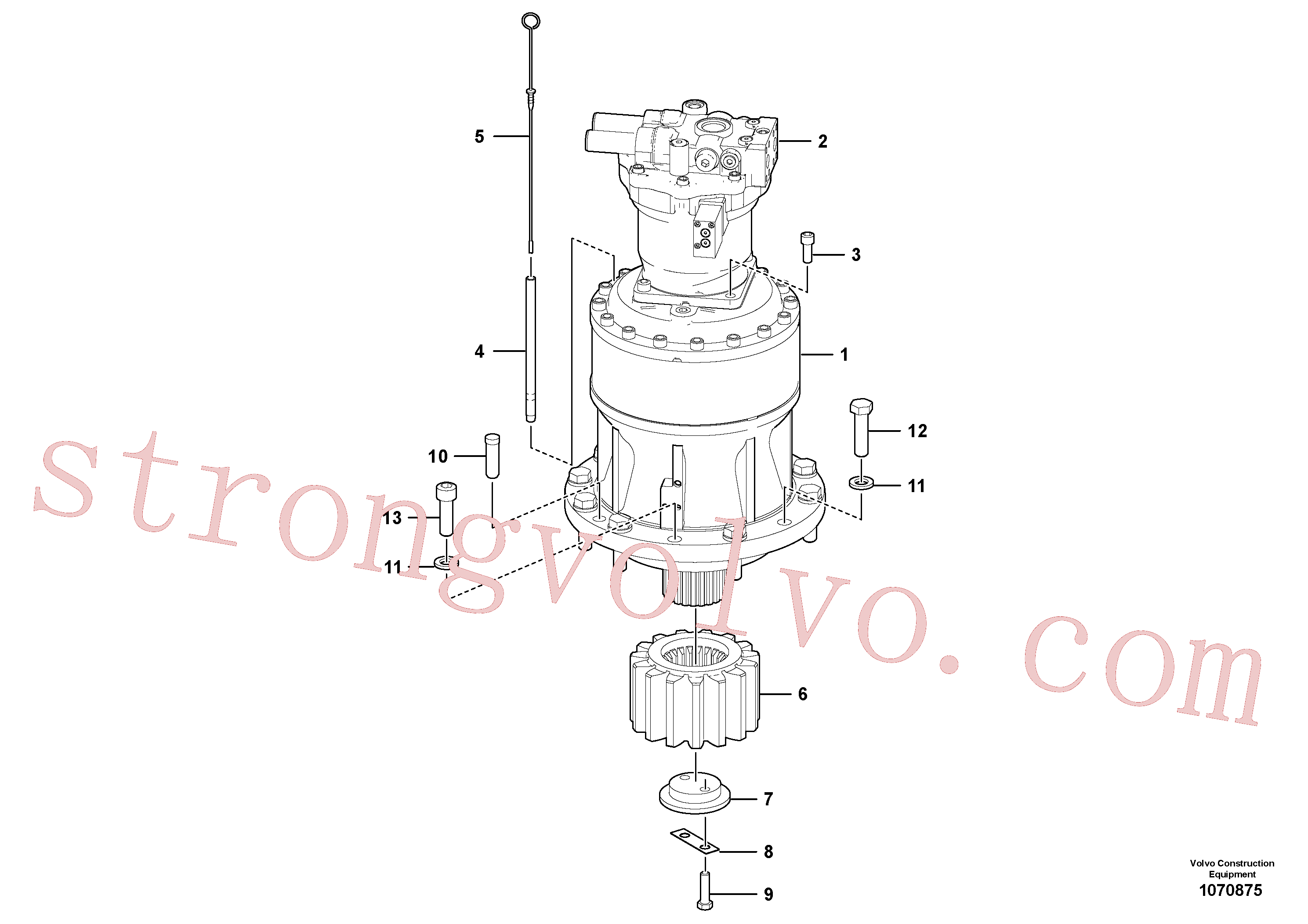 VOE14596633 Volvo Motor de rotação com peças de montagem(1070875 Montagem)