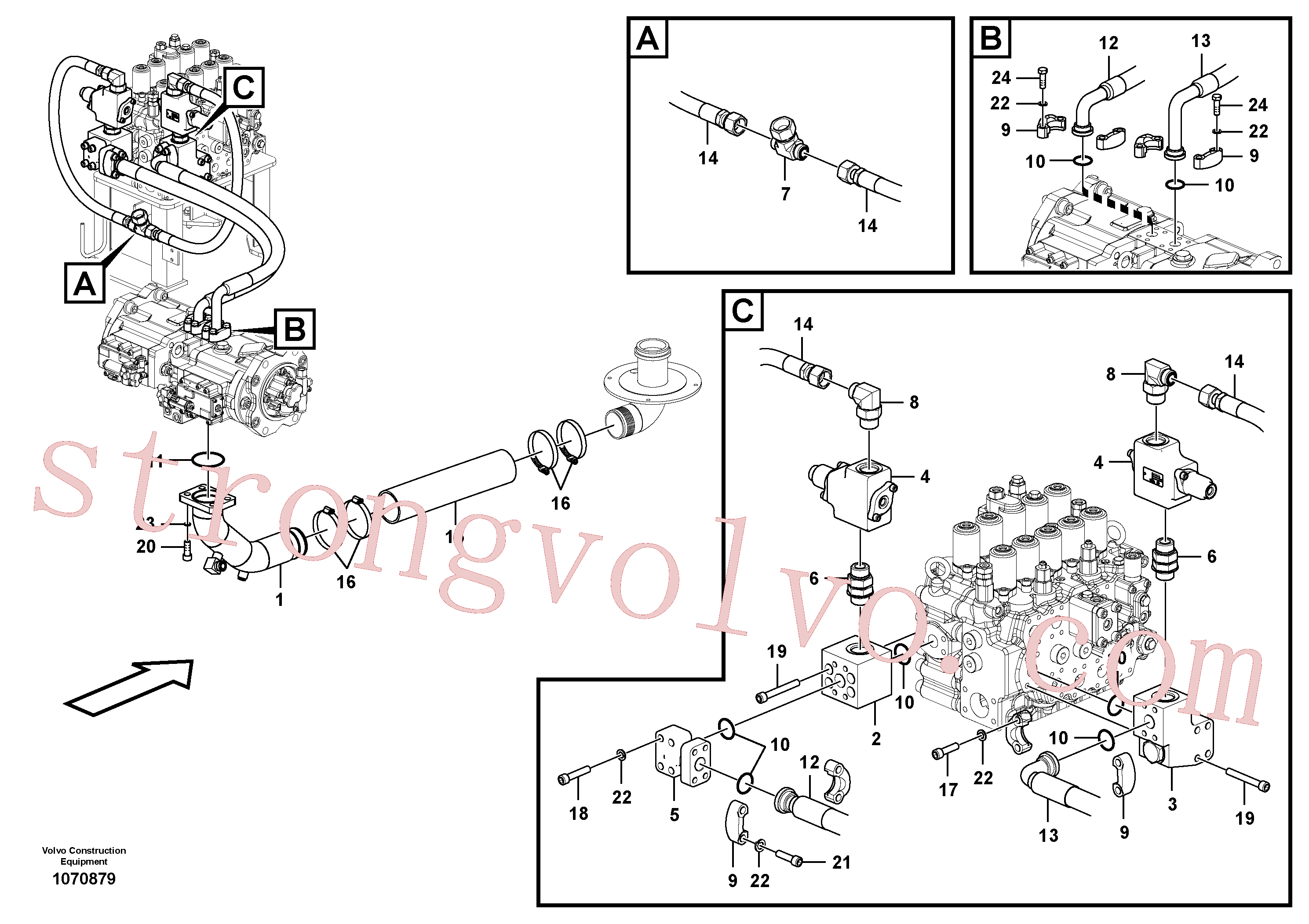 VOE14882045 Volvo Sistema hidráulico, tanque hidráulico para a bomba hidráulica(1070879 Montagem)
