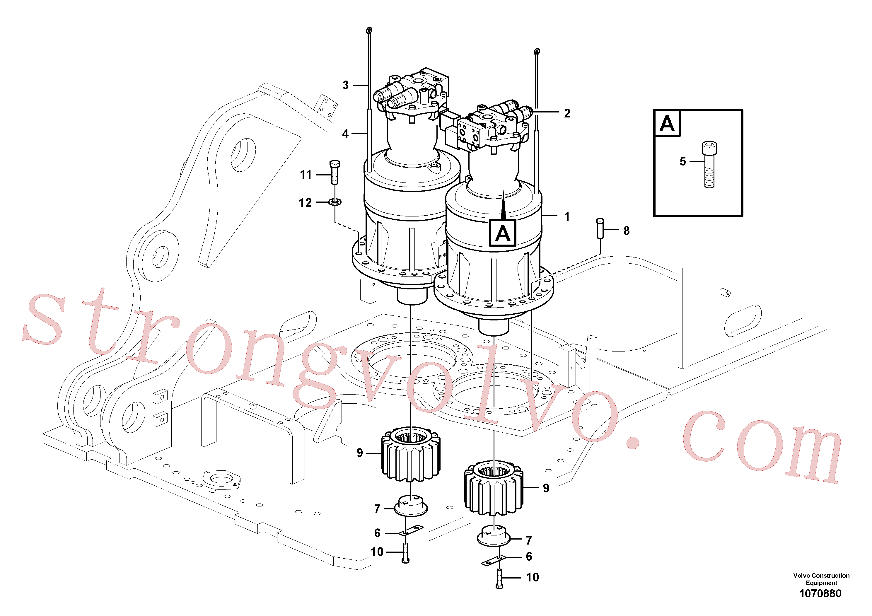 VOE14645005 Volvo Motor de rotação com peças de montagem(1070880 Montagem)