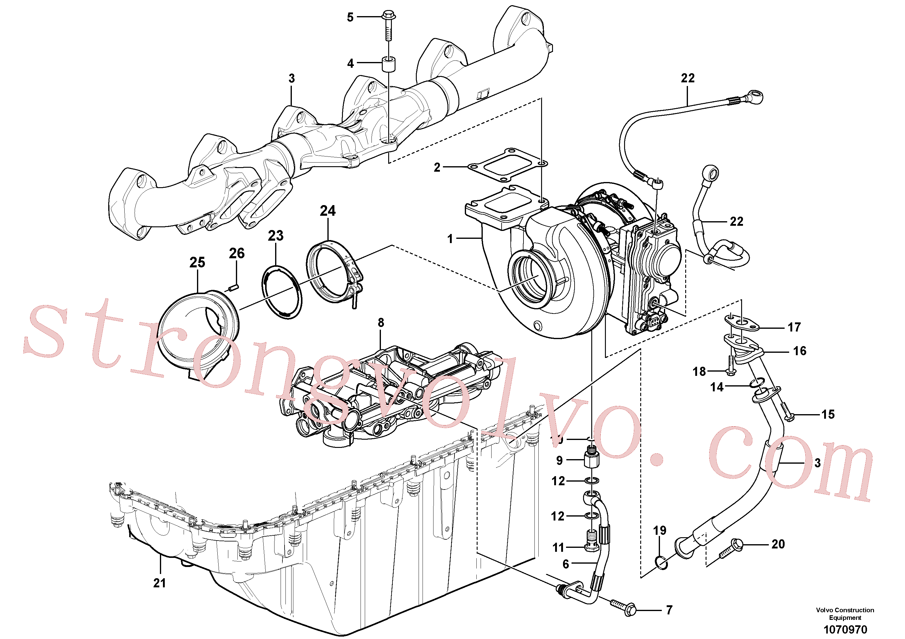 VOE941686 Volvo Turbocompressor com acessórios(1070970 Montagem)