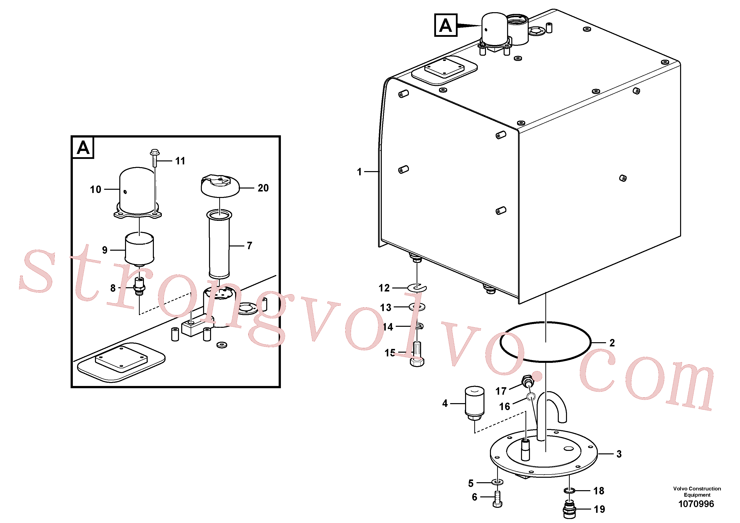 VOE14664197 Volvo Depósito de combustível com acessórios(1070996 Montagem)