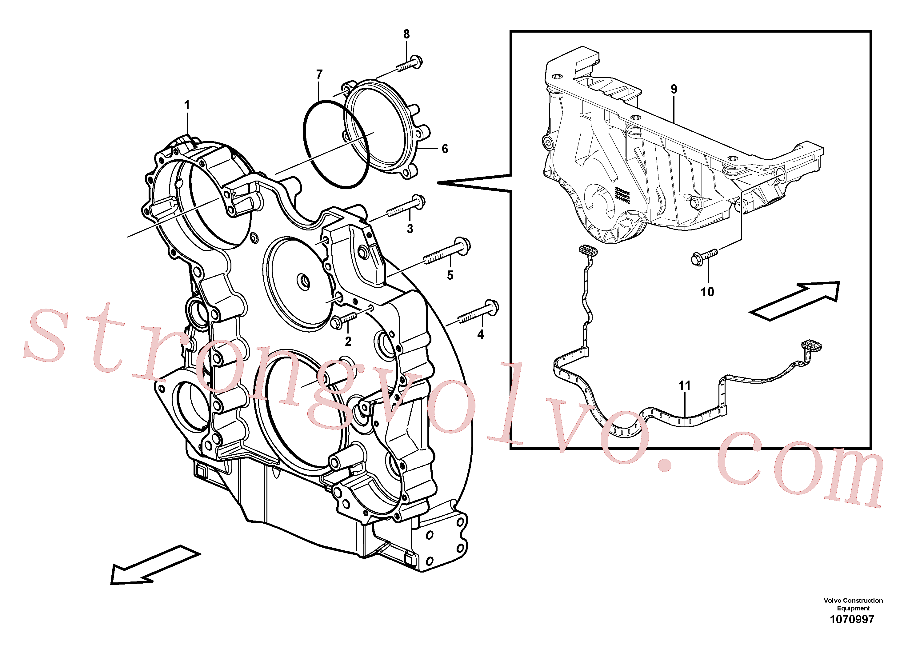VOE60113109 Volvo Alojamento do volante do motor(1070997 Montagem)
