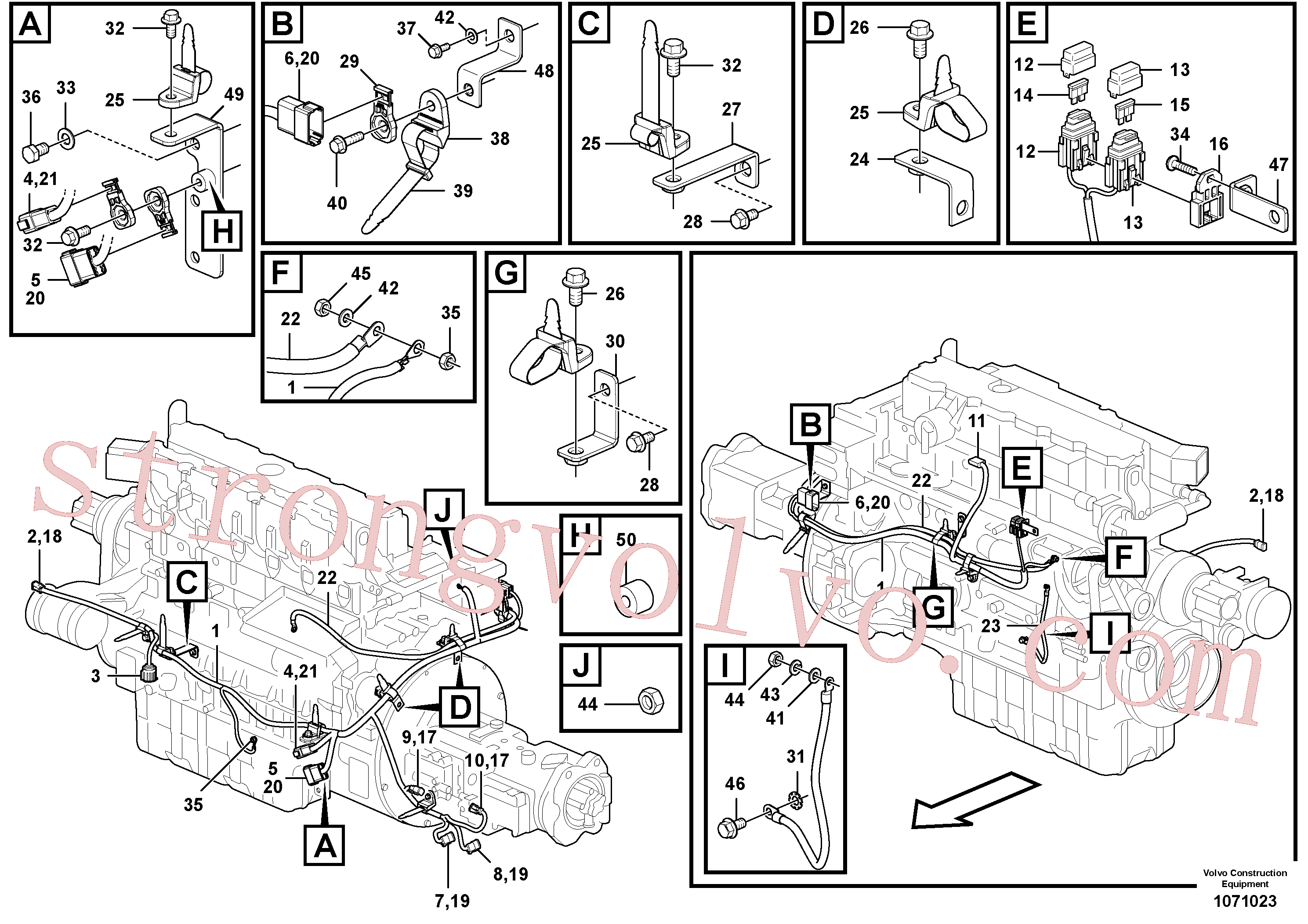 VOE14531305 Volvo Cablagem, motor(1071023 Montagem)