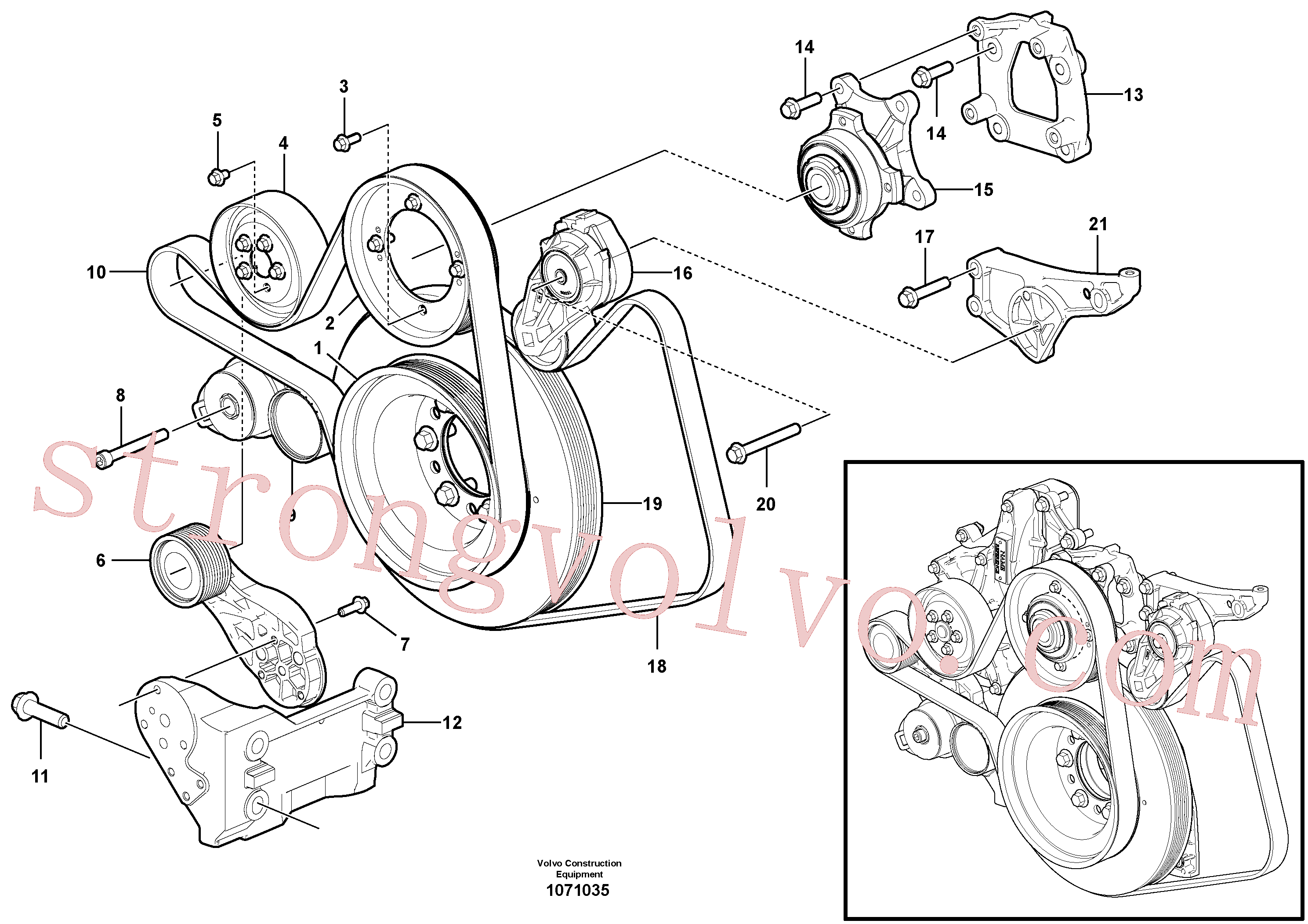 VOE959249 Volvo Transmissão por correias(1071035 Montagem)