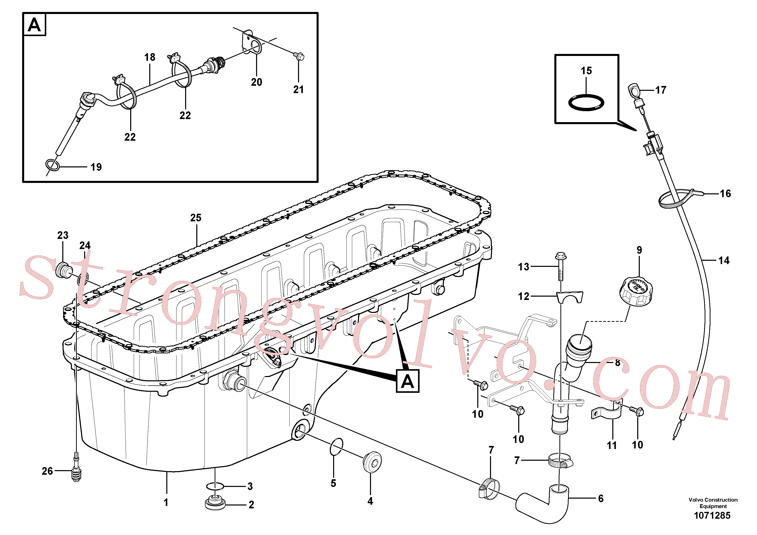 VOE984740 Volvo Cárter inferior do óleo com peças de montagem(1071285 Montagem)
