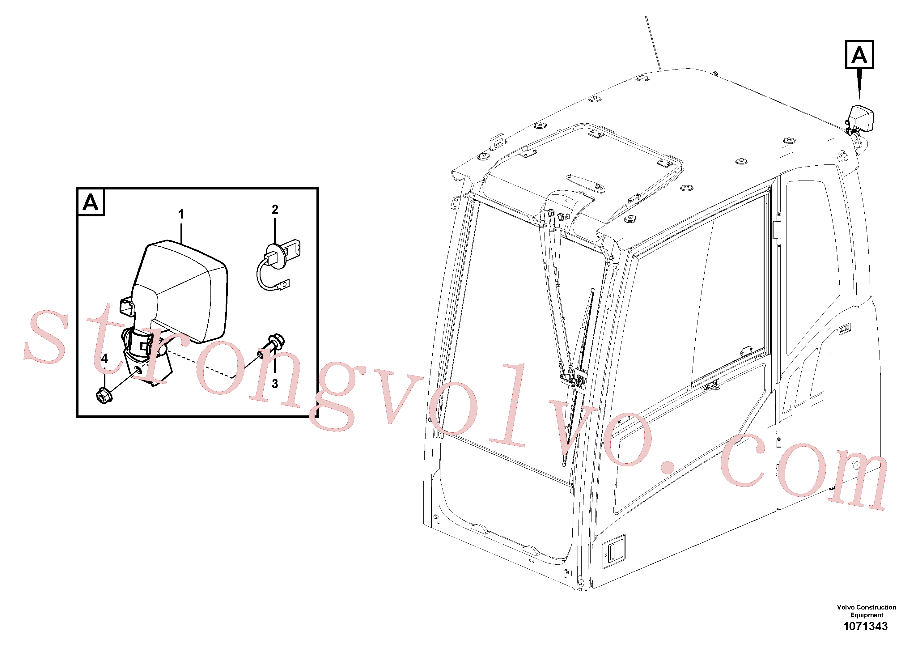VOE990950 Volvo Luzes de trabalho, extra(1071343 Montagem)