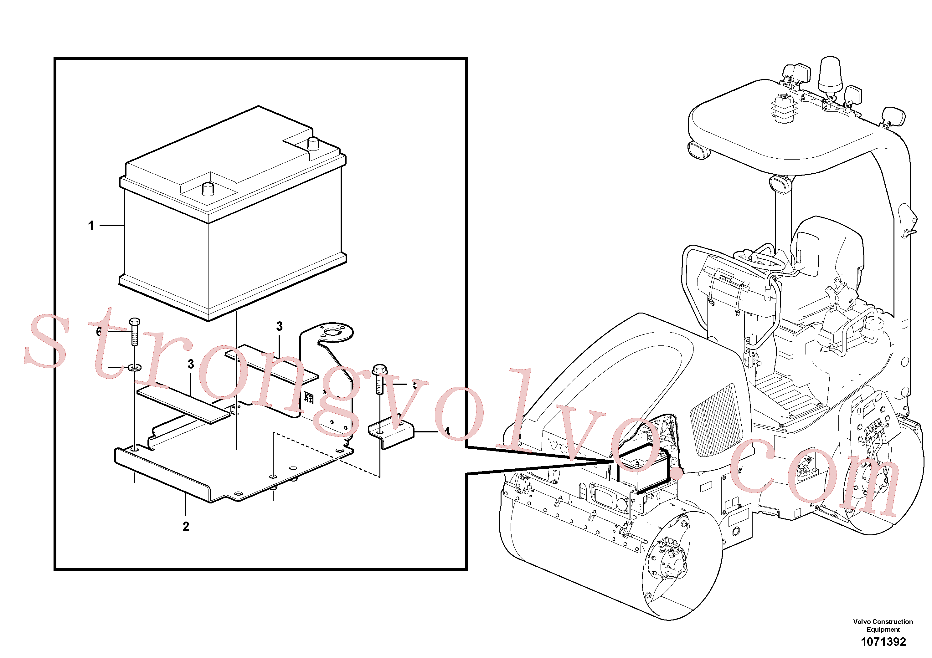 VOE11807776 Volvo Bateria com detalhes de montagem(1071392 Montagem)