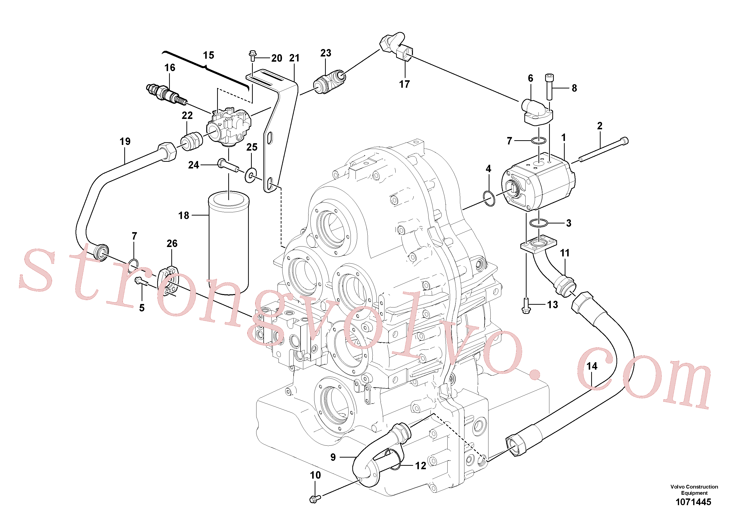 VOE935015 Volvo Filtro de óleo.(1071445 Montagem)