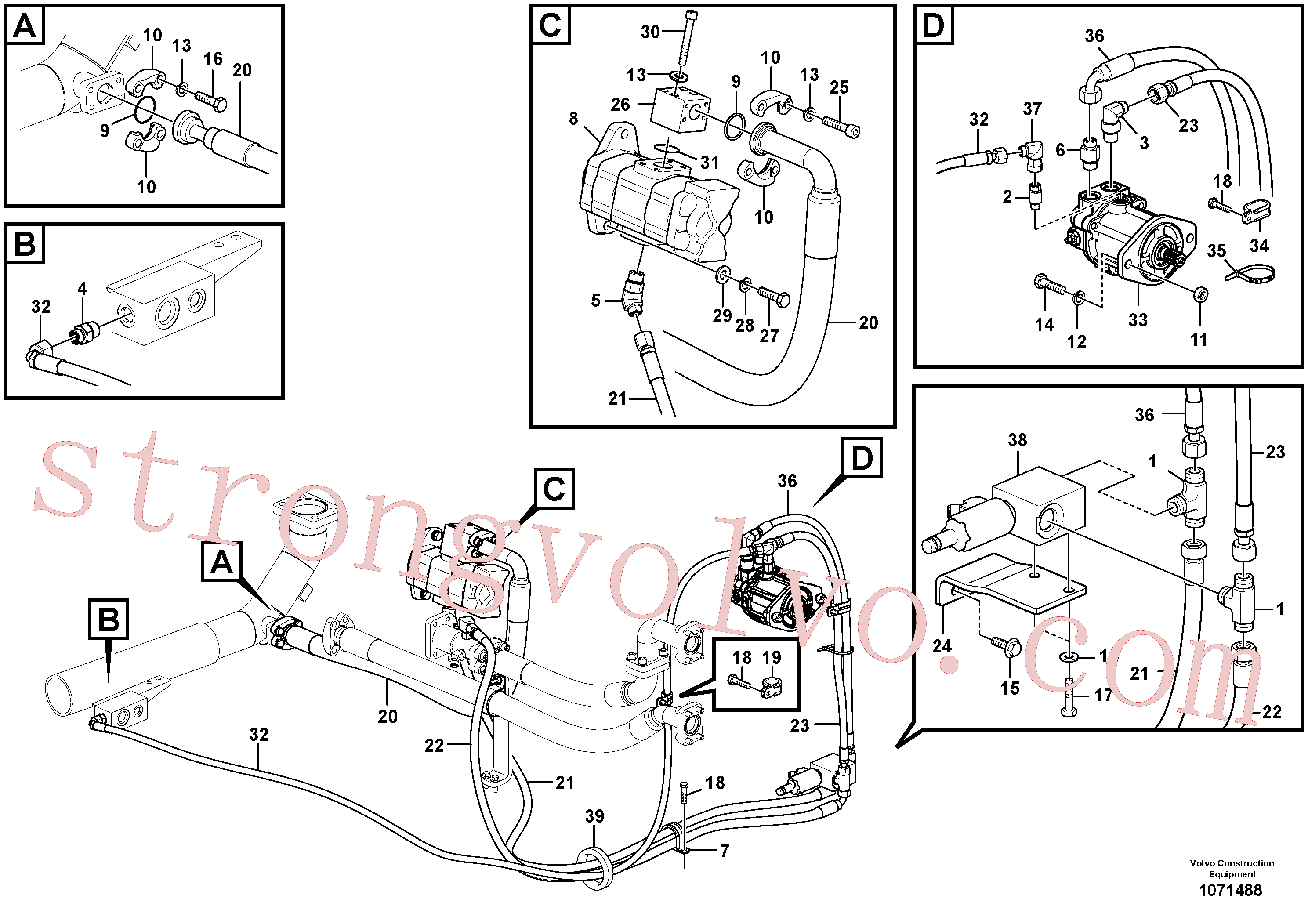 VOE15029548 Volvo Sistema hidráulico, sistema refrigerante do óleo(1071488 Montagem)