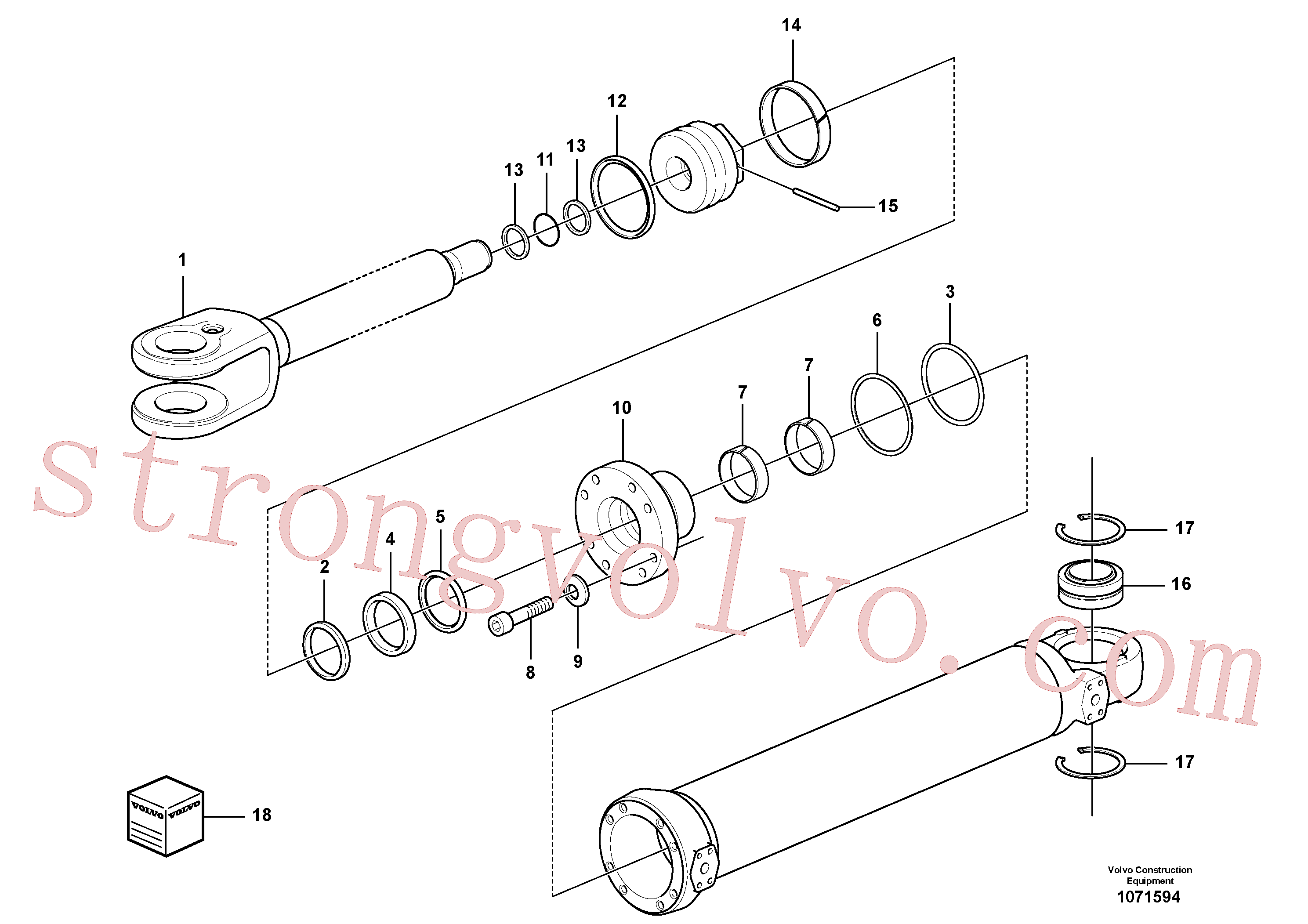 VOE11088180 Volvo Cilindro da direcção(1071594 Montagem)