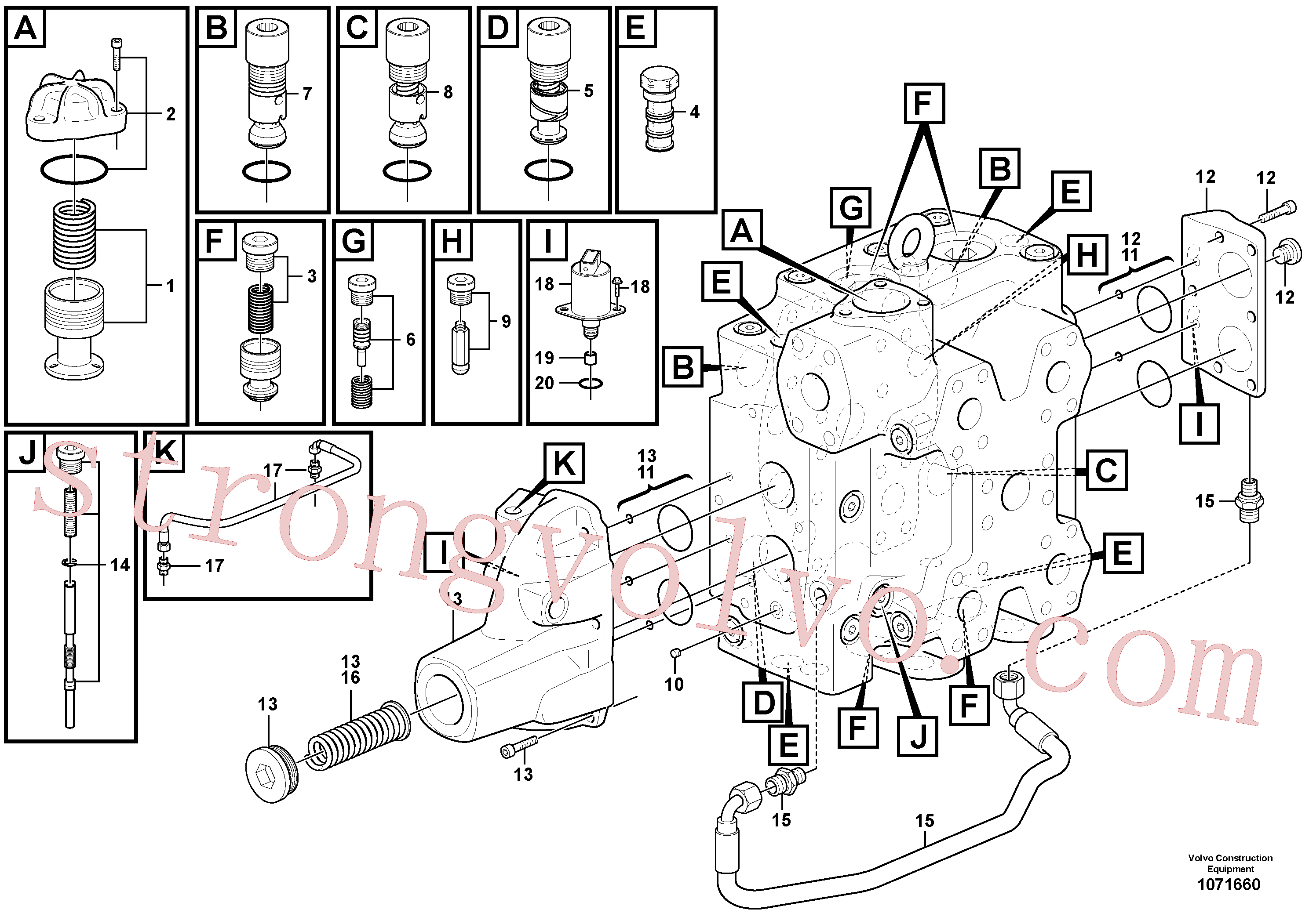 VOE15165610 Volvo Válvula de comando(1071660 Montagem)