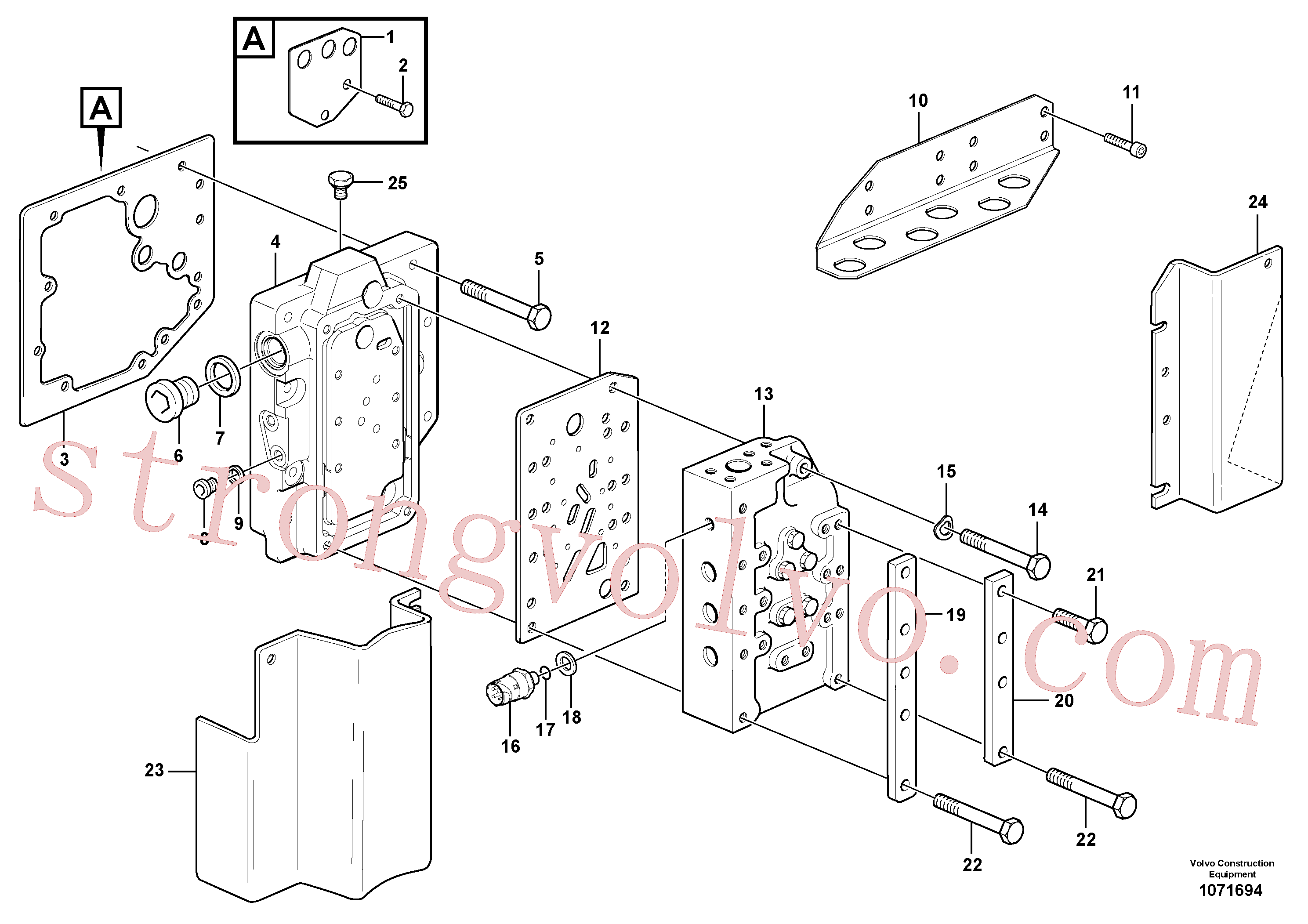 VOE17202563 Volvo Válvula do selector de gama com acessórios(1071694 Montagem)