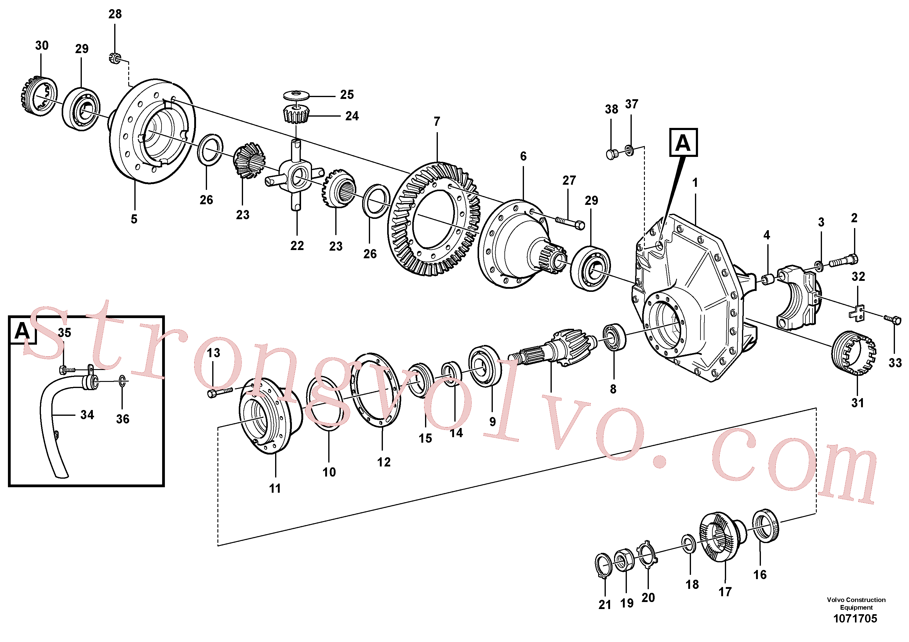 VOE1523624 Volvo Transmissão final, dianteira(1071705 Montagem)