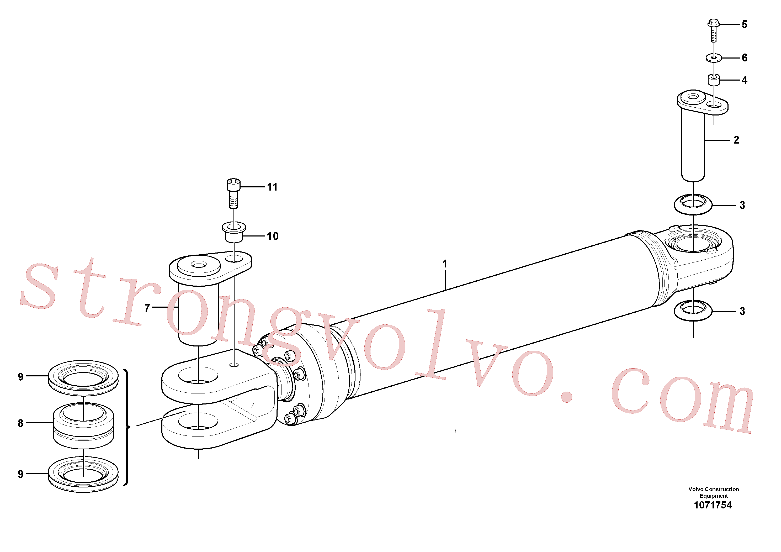 VOE11091337 Volvo Cilindro da direcção com acessórios(1071754 Montagem)
