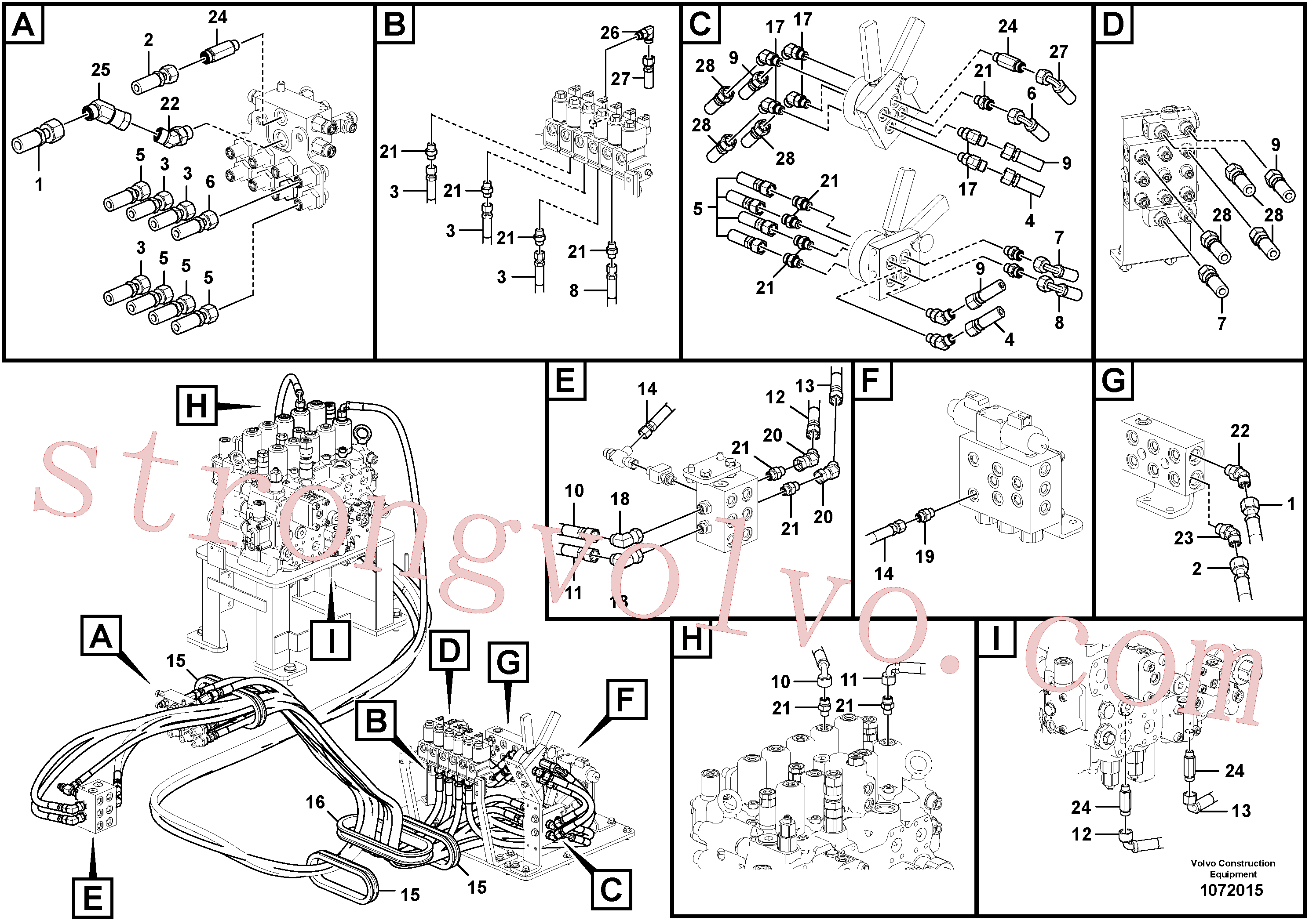 VOE936609 Volvo Sistema servomotor, válvula de comando para válvula de comando à distância(1072015 Montagem)