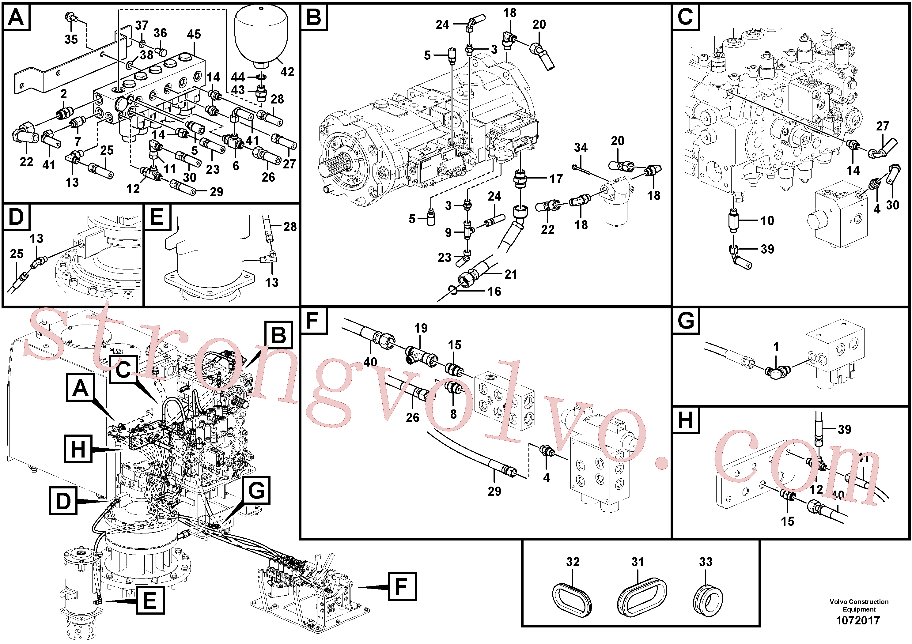 VOE937286 Volvo Sistema servomotor, válvula de comando para pedal da válvula de comando(1072017 Montagem)