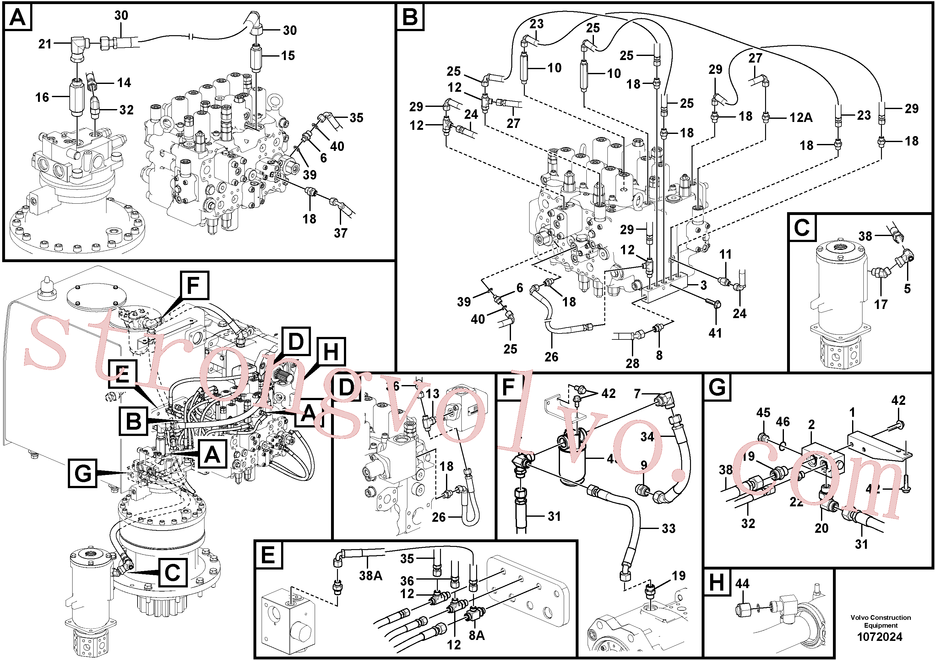 VOE936875 Volvo Sistema servomotor, válvula de comando para válvula de comando à distância(1072024 Montagem)
