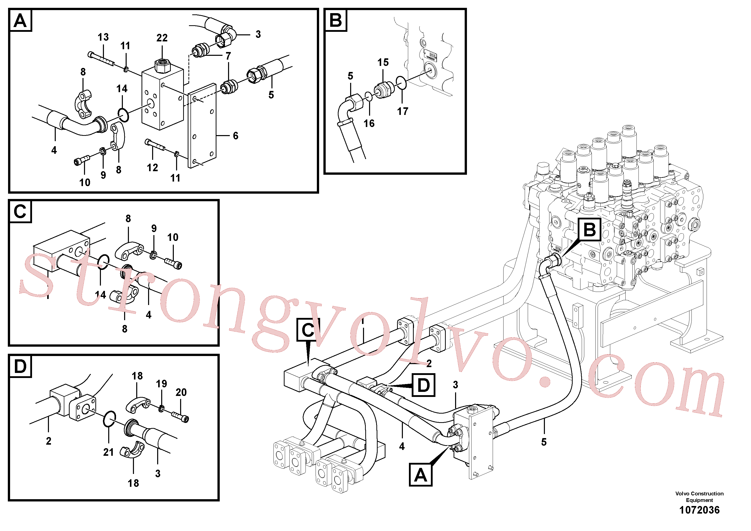 VOE14880786 Volvo Sistema hidráulico, válvula de comando da lança e articulação(1072036 Montagem)