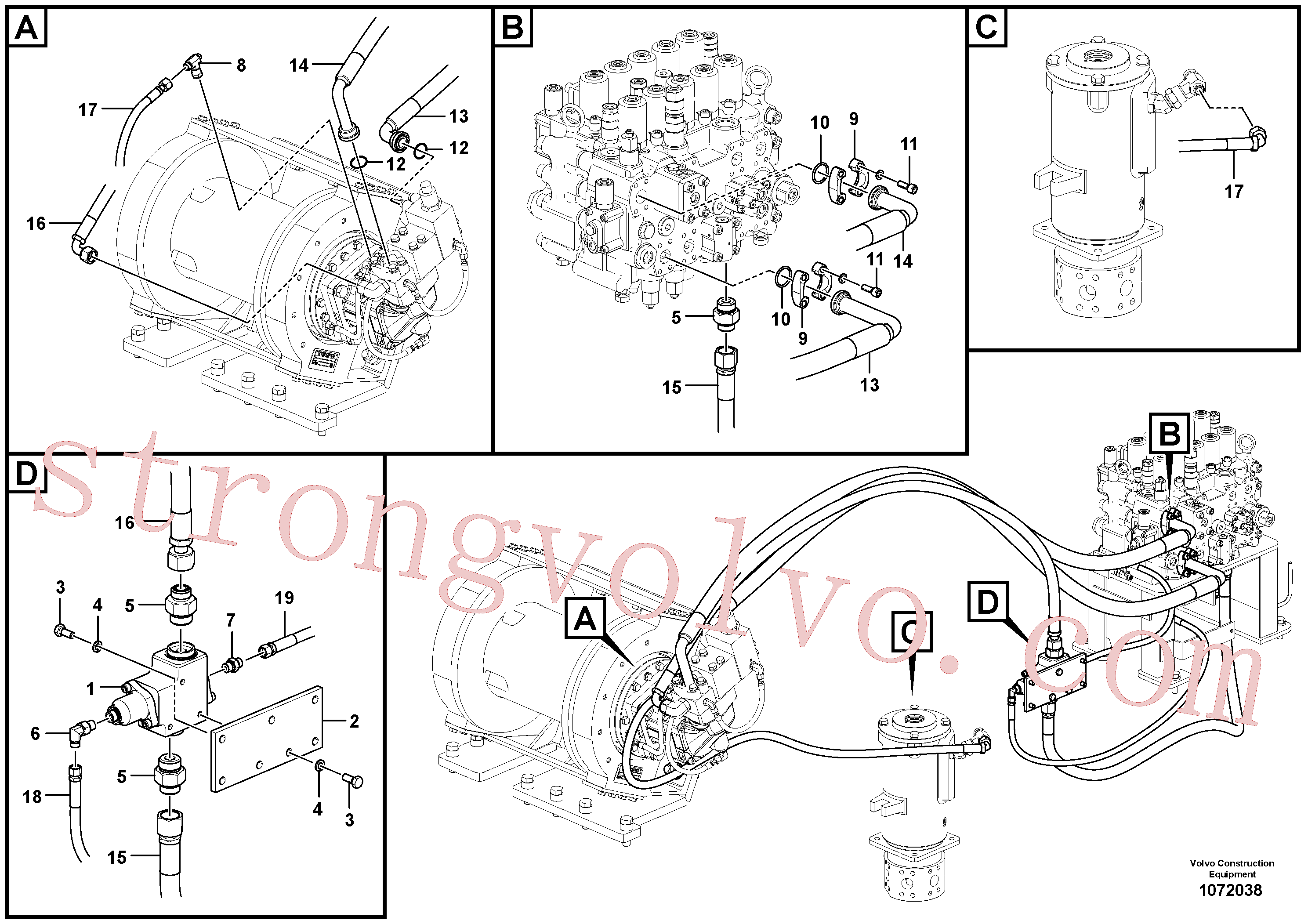 Atacado VOE15055576 Mangueira completa Volvo escavadeira