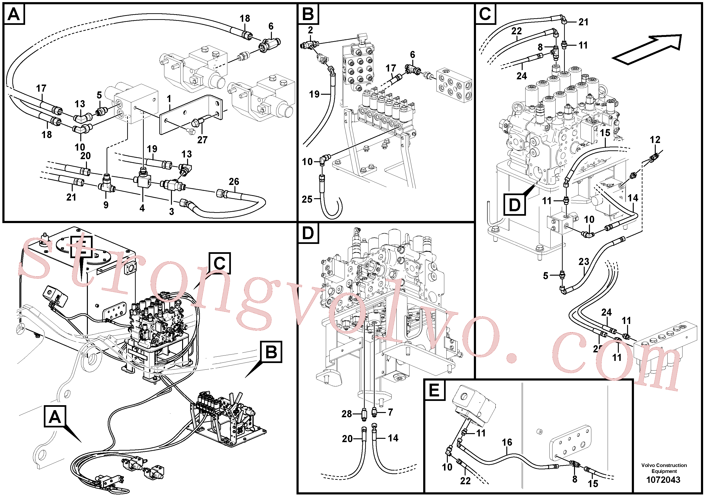VOE14586336 Volvo Hidráulica de serviço, martelo e cortador para fluxo da bomba auxiliar(1072043 Montagem)