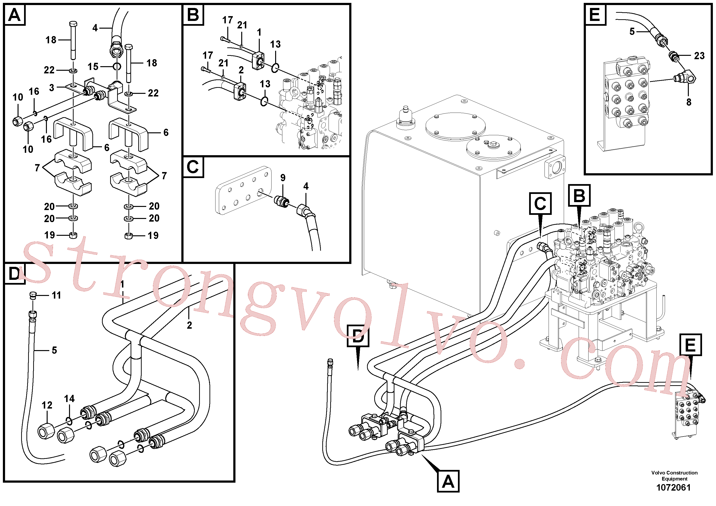 VOE938190 Volvo Sistema hidráulico, válvula de comando da lança e articulação(1072061 Montagem)