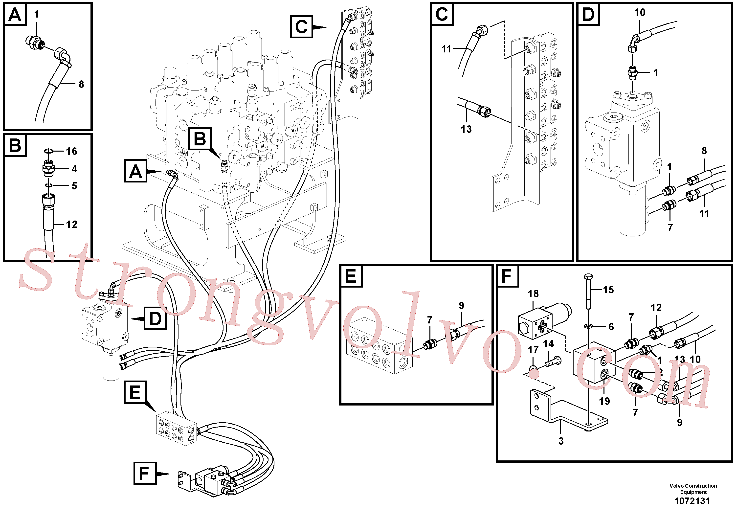 VOE937224 Volvo Sistema servomotor, válvula de comando para válvula solenóide(1072131 Montagem)
