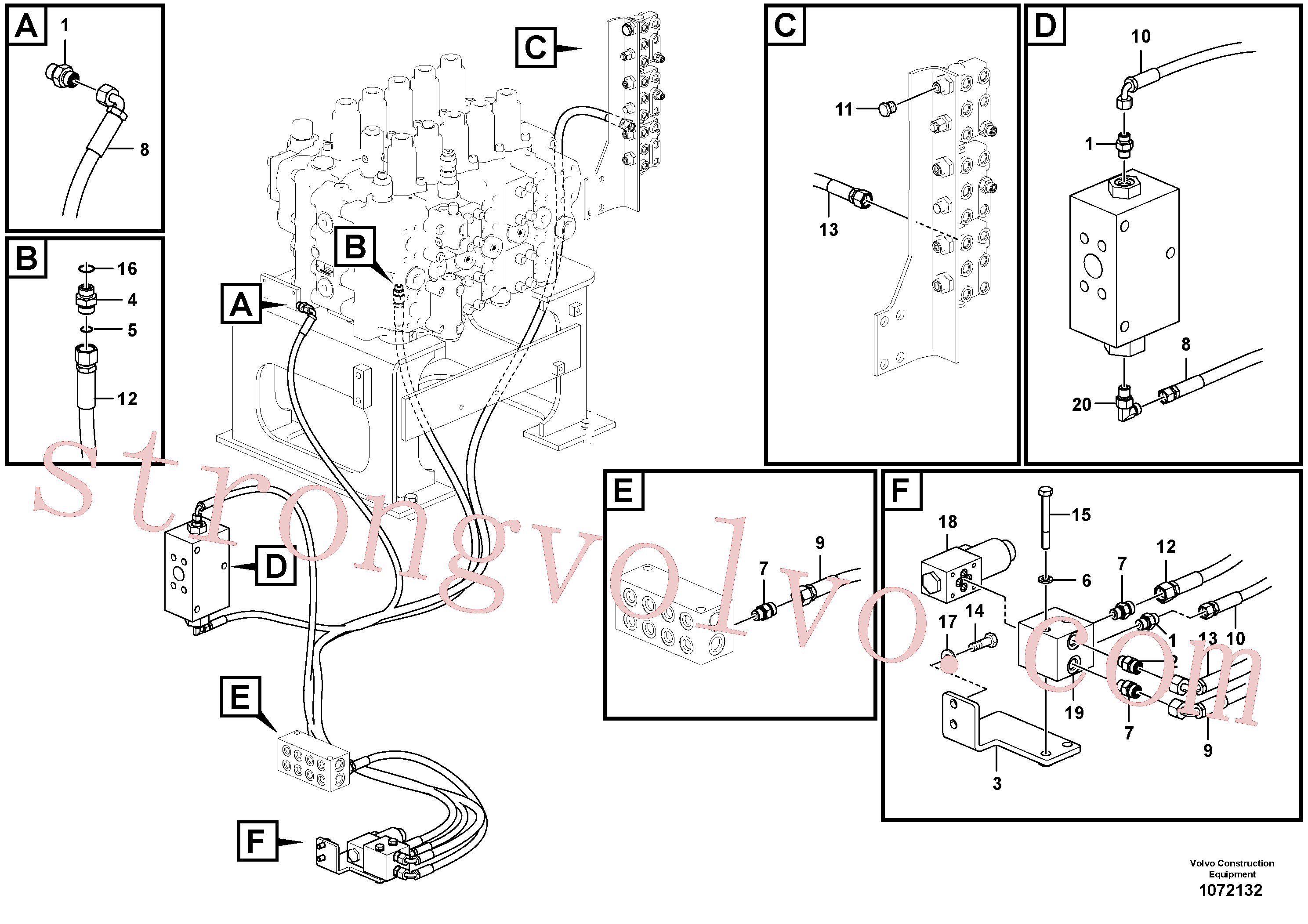 China Made VOE938327 Mangueira completa Volvo Acessórios para escavadeira