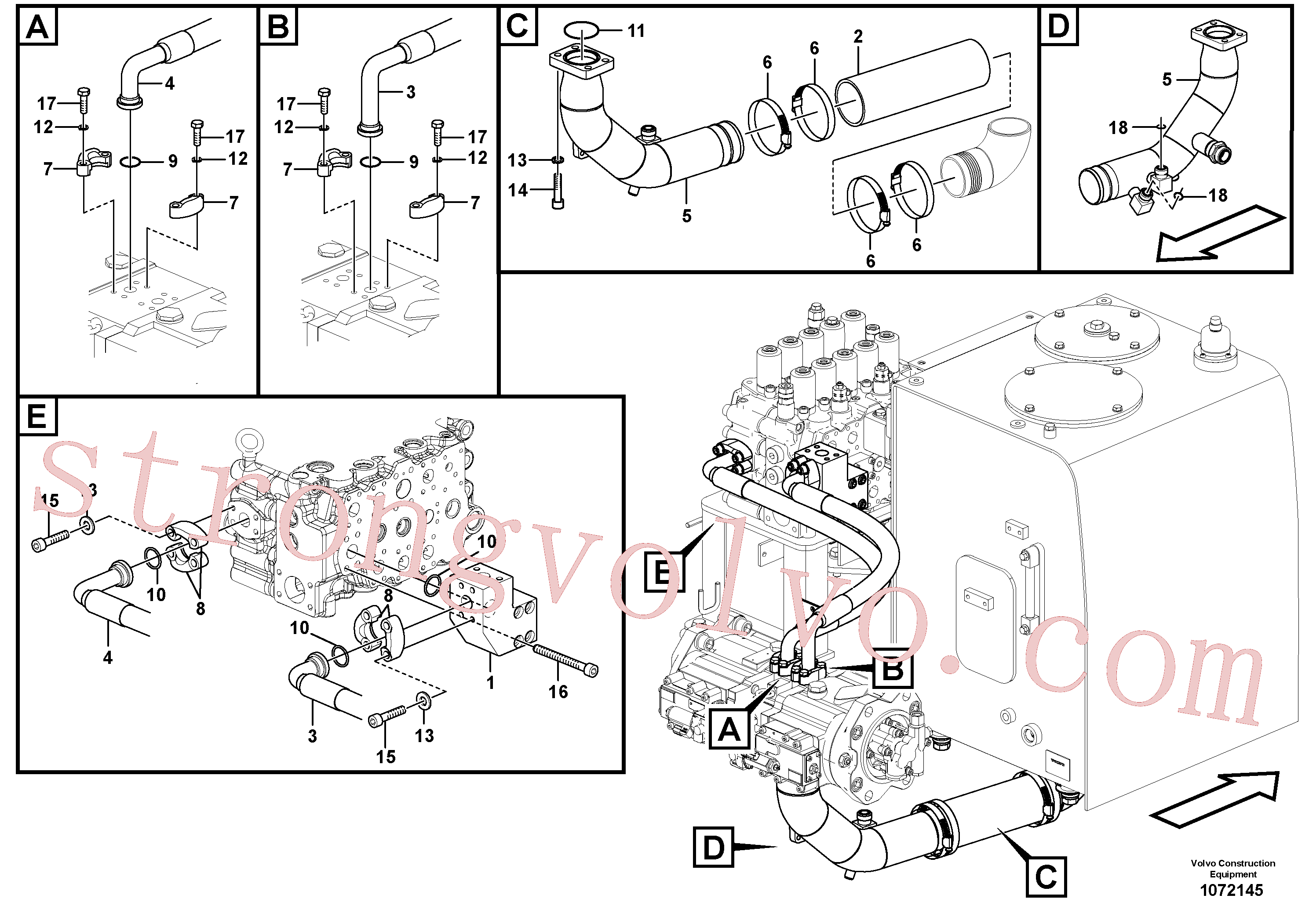 VOE14881389 Volvo Sistema hidráulico, tanque hidráulico para a bomba hidráulica(1072145 Montagem)