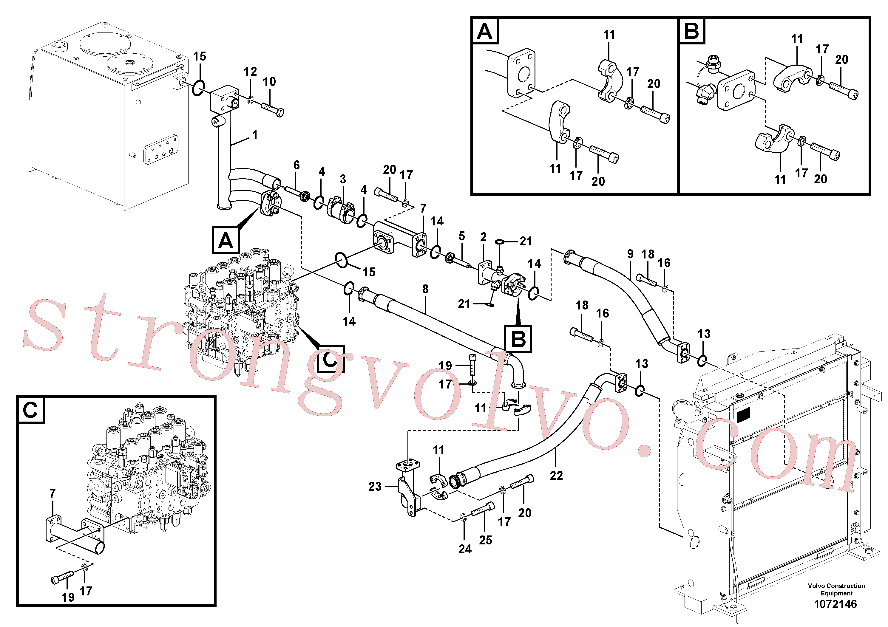 VOE14555860 Volvo Sistema hidráulico, tanque hidráulico para o refrigerador de óleo hidráulico(1072146 Montagem)