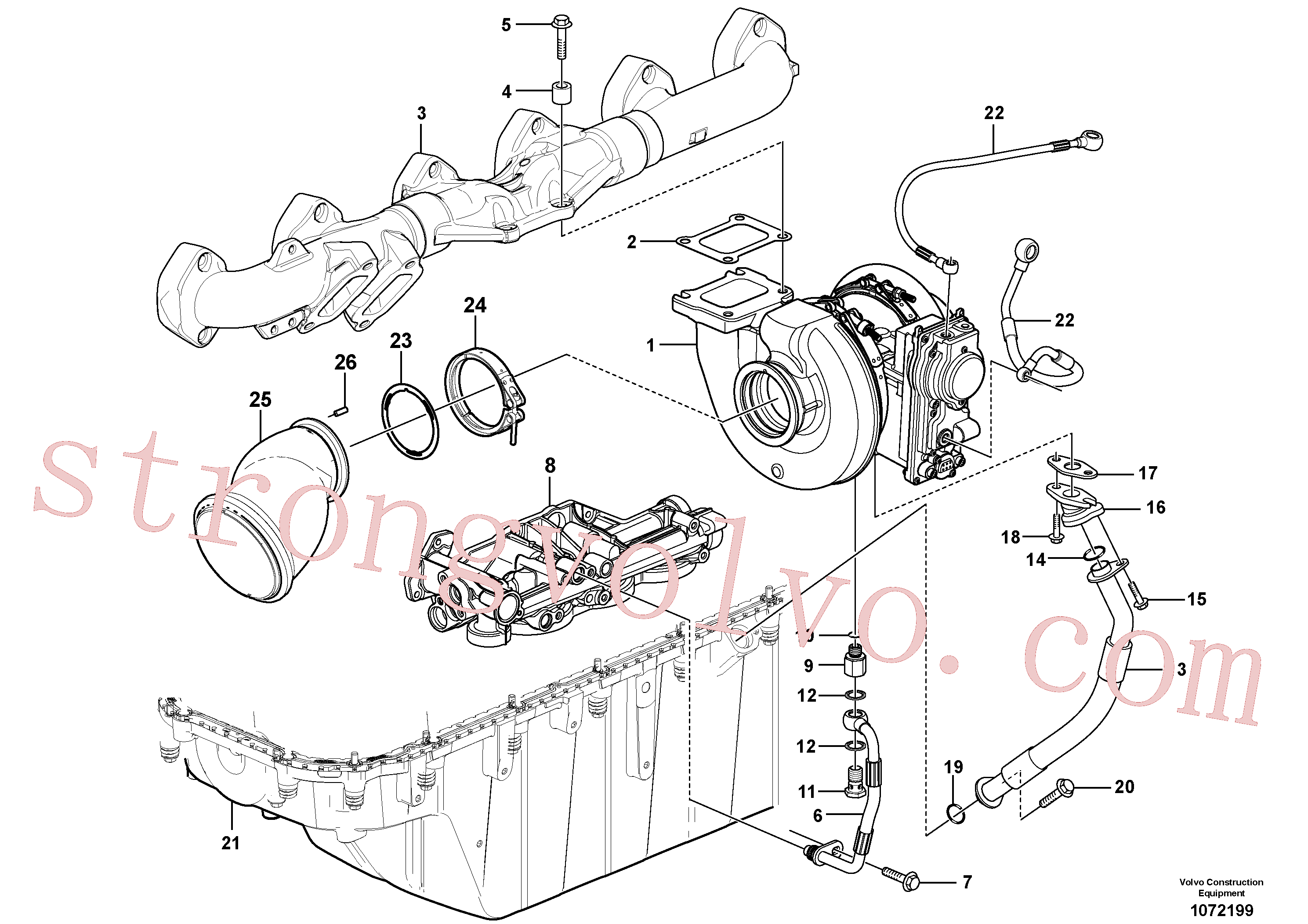 VOE984726 Volvo Turbocompressor com acessórios(1072199 Montagem)