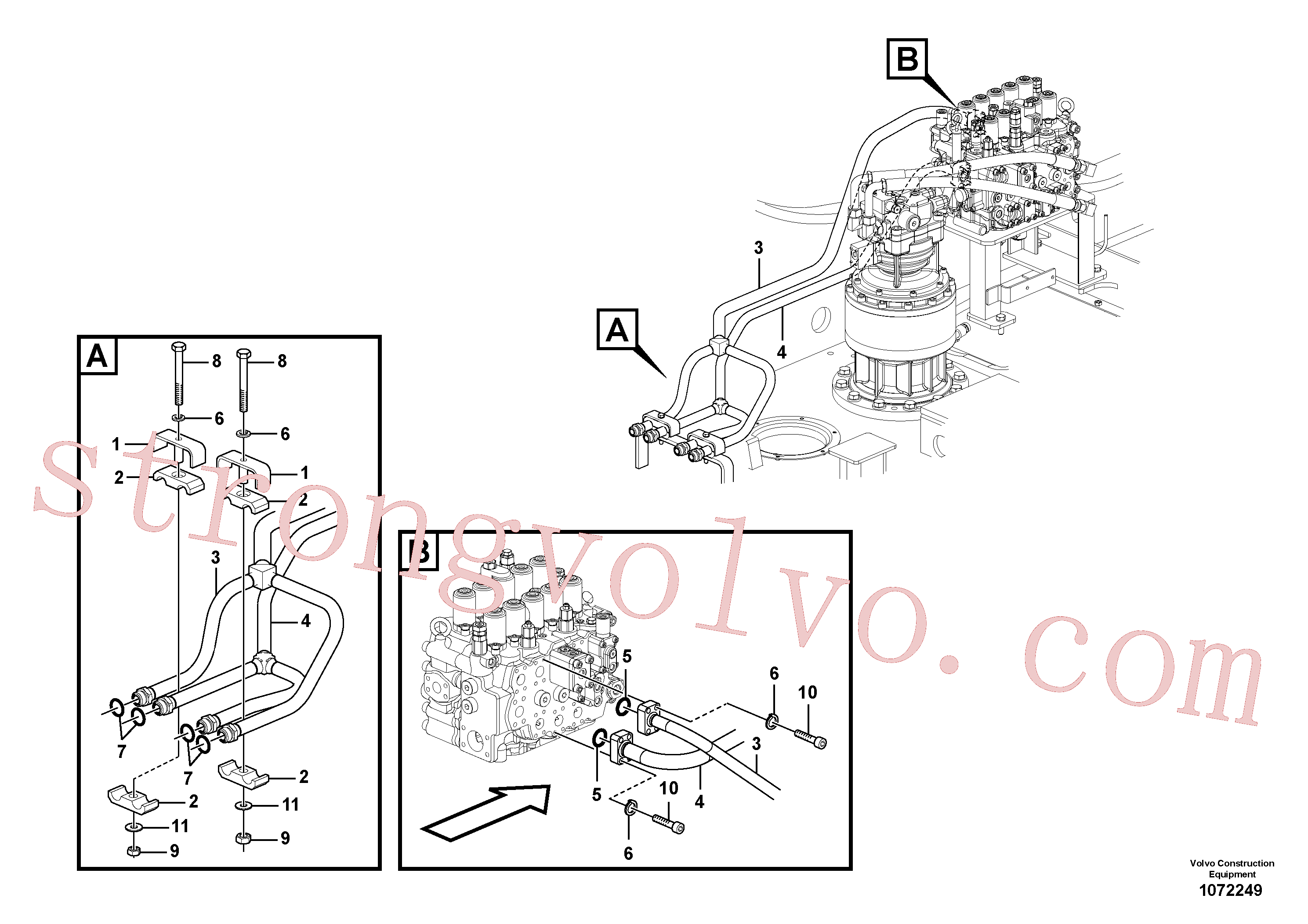 SA1142-01250 Volvo Sistema hidráulico, válvula de comando da lança(1072249 Montagem)